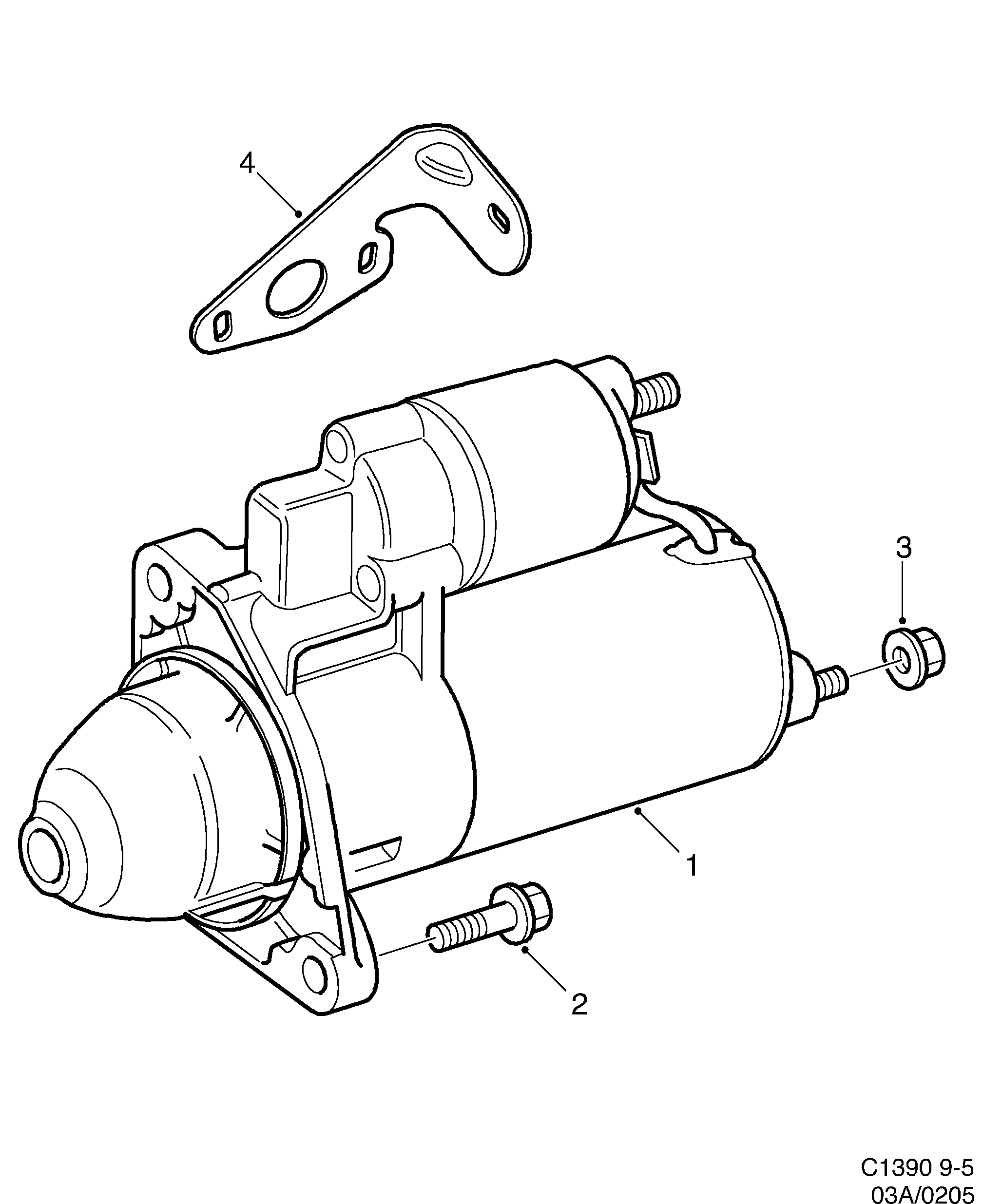 Saab 9-5 (9600) Starter motor diagram