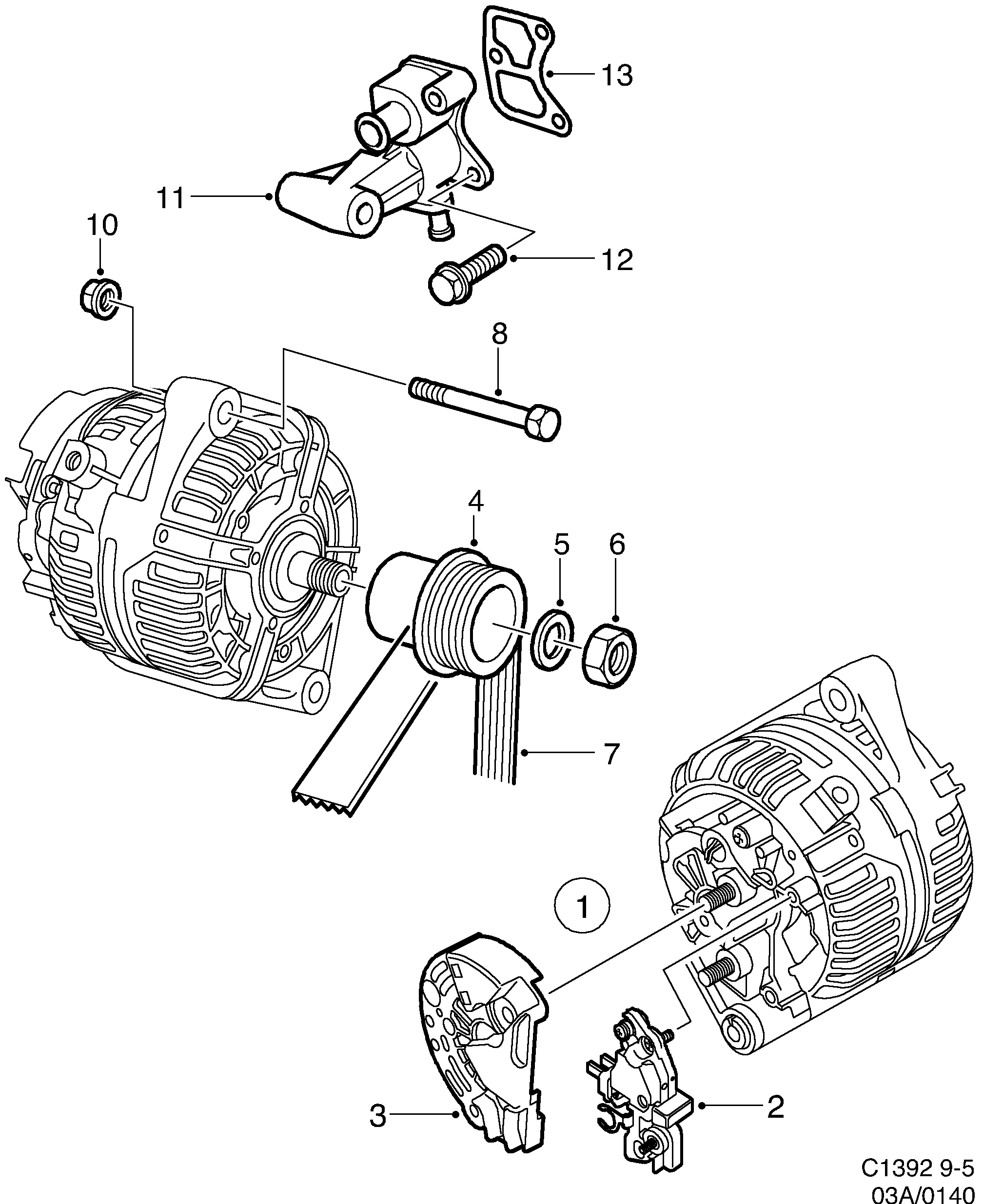 Saab 9-5 (9600) Generator diagram