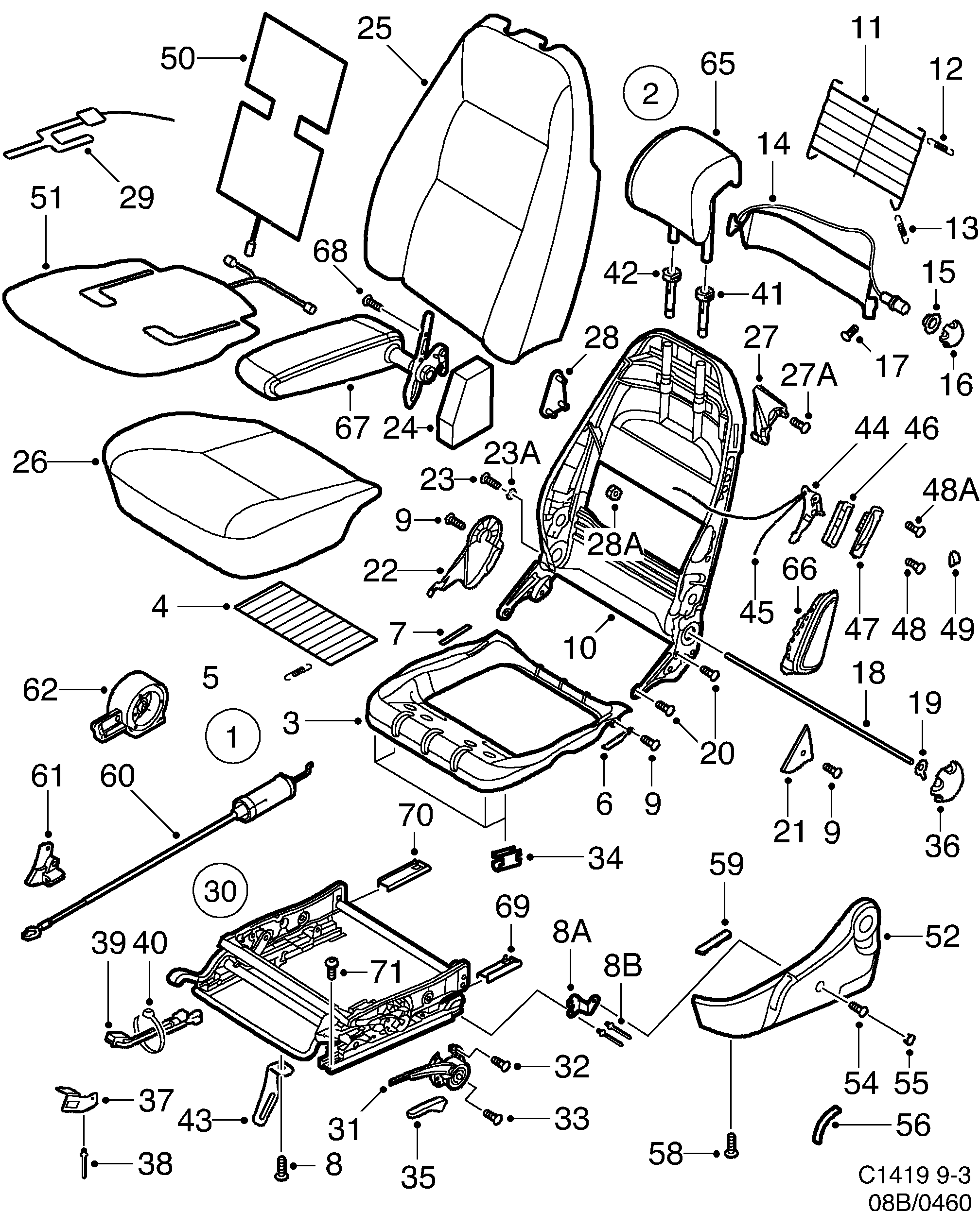 Saab 9-3 (9400) Seat Manuel diagram