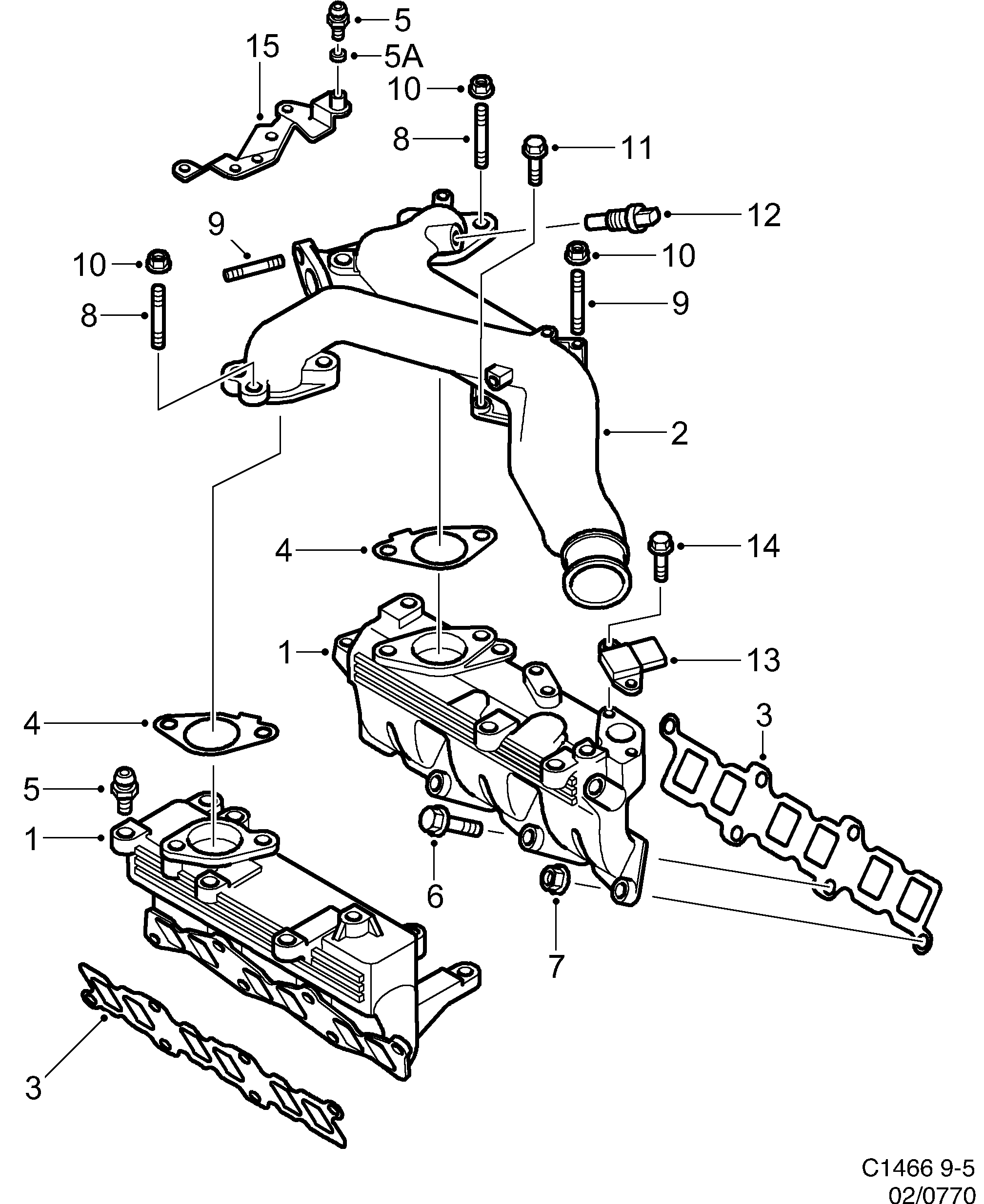 Saab 9-5 (9600) Inlet pipe diagram