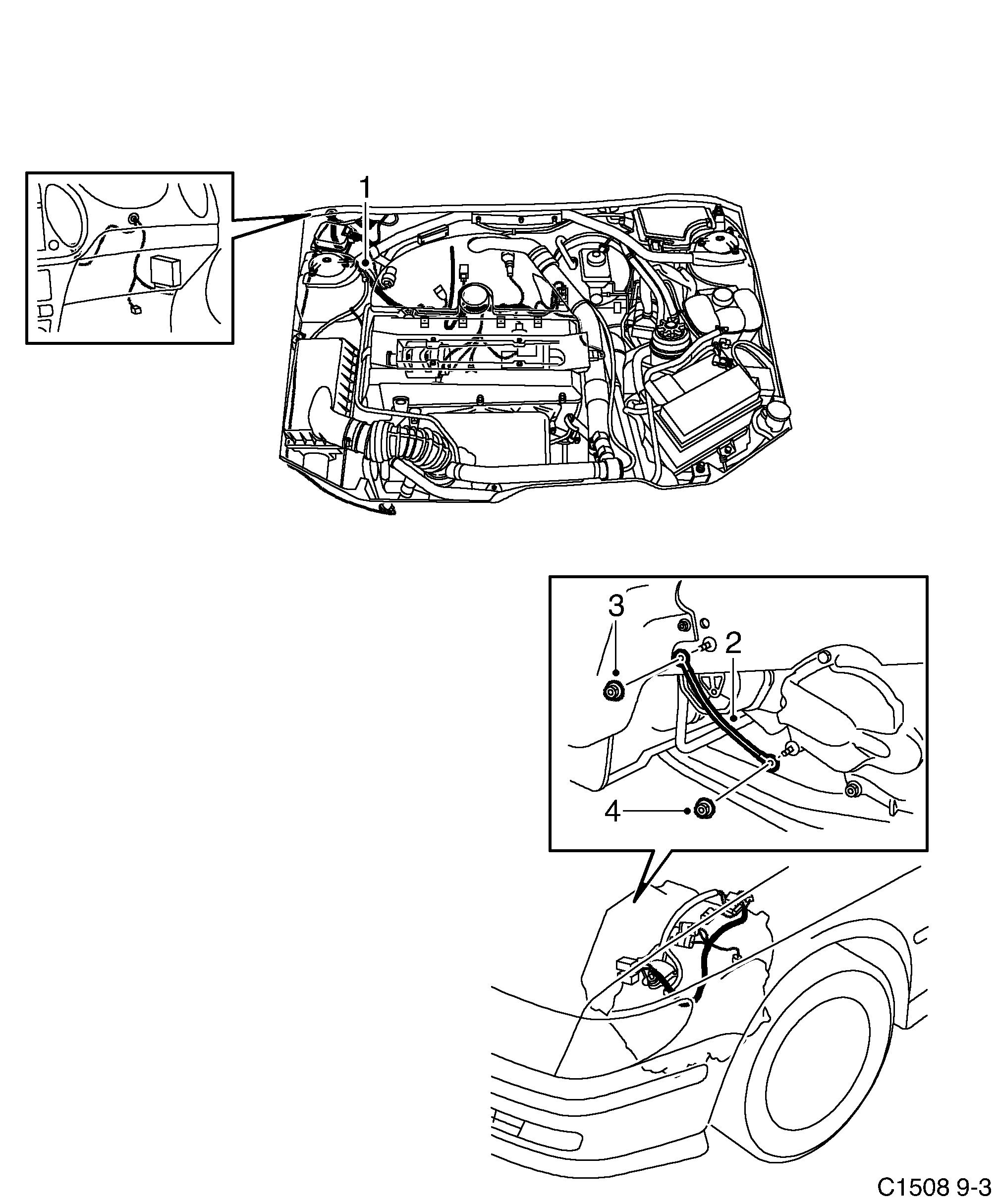 Saab 9-3 (9400) Motor, transmission diagram