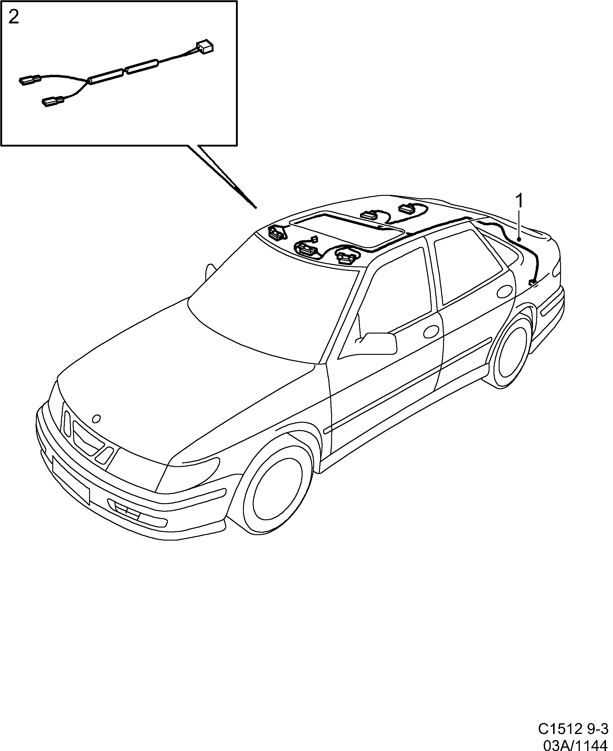 Saab 9-3 (9400) Roof diagram