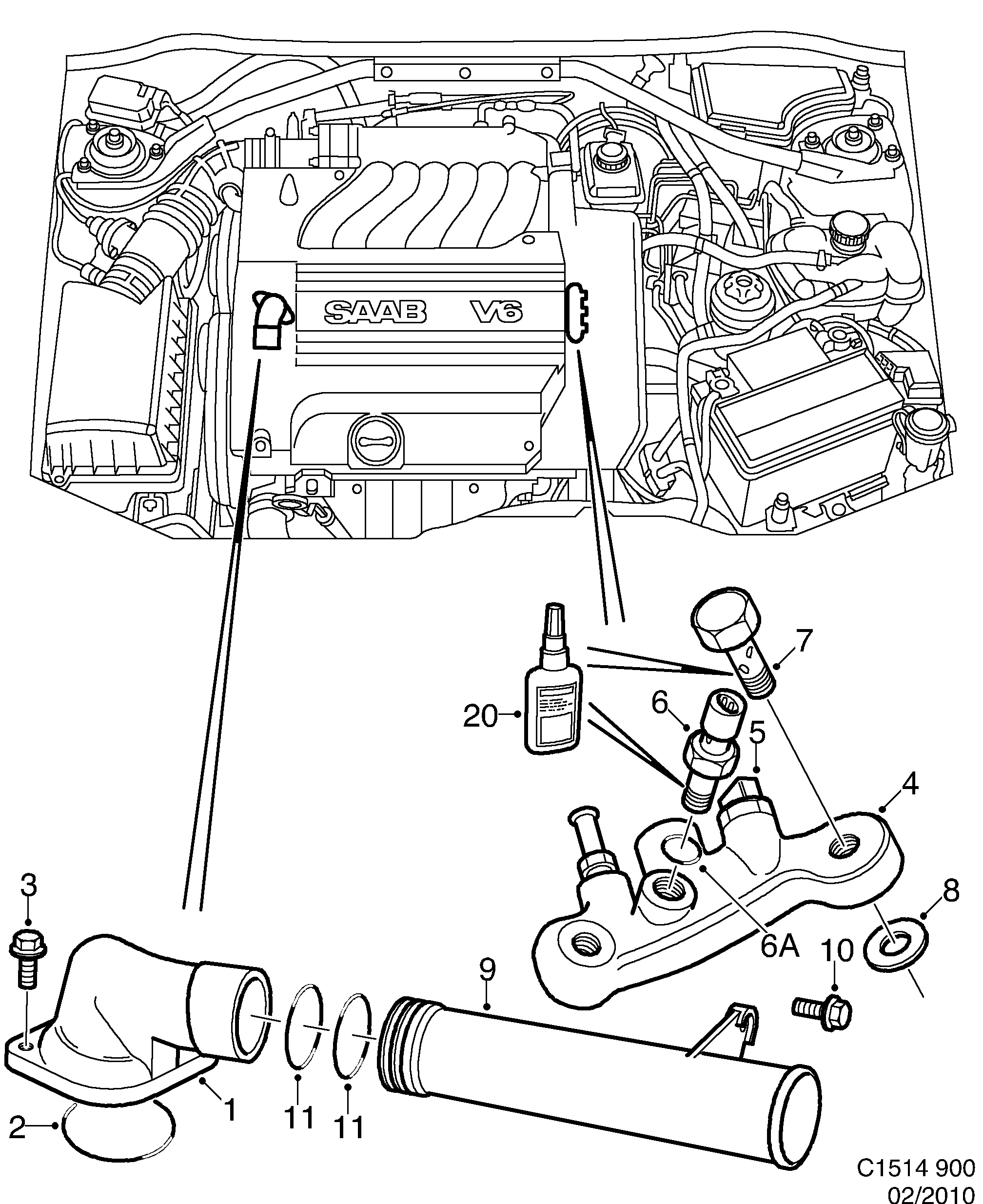 Saab 900 Thermostat diagram