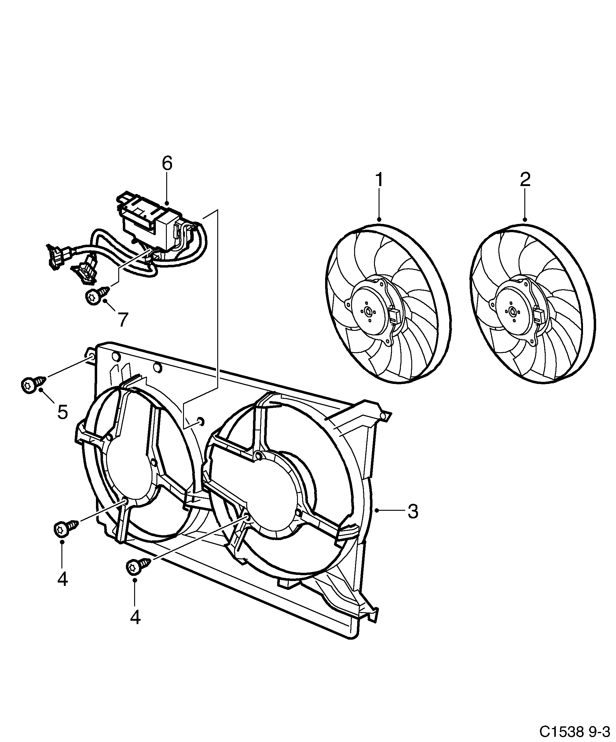 Saab 9-3 (9440) Fan motor diagram