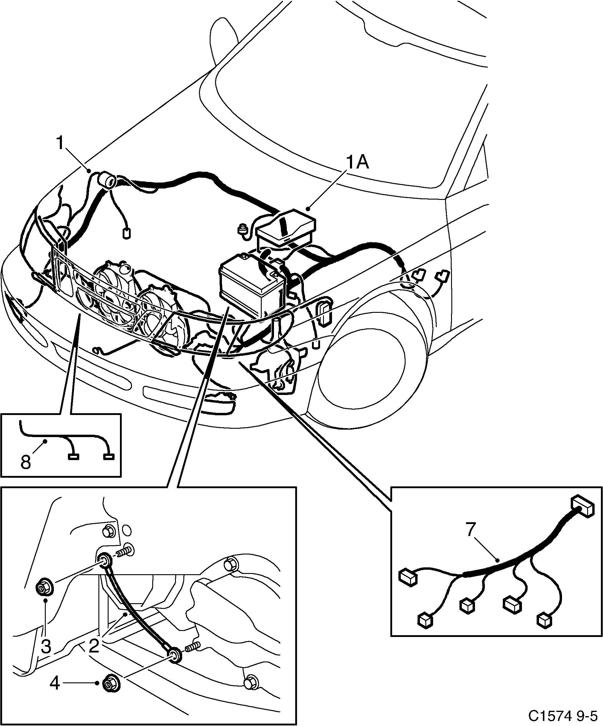 Saab 9-5 (9600) Front diagram