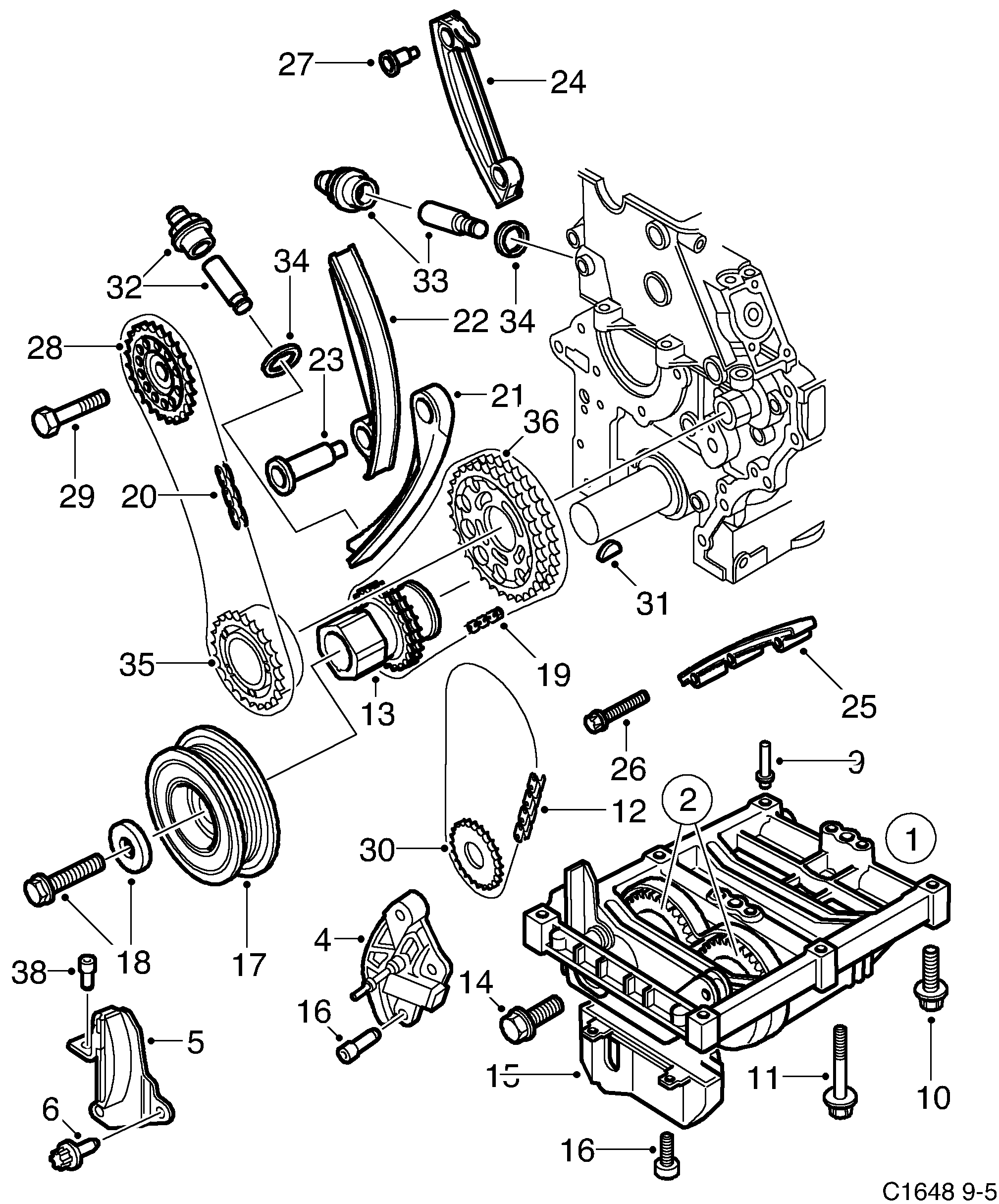 Saab 9-5 (9600) Transmission Balance shaft diagram