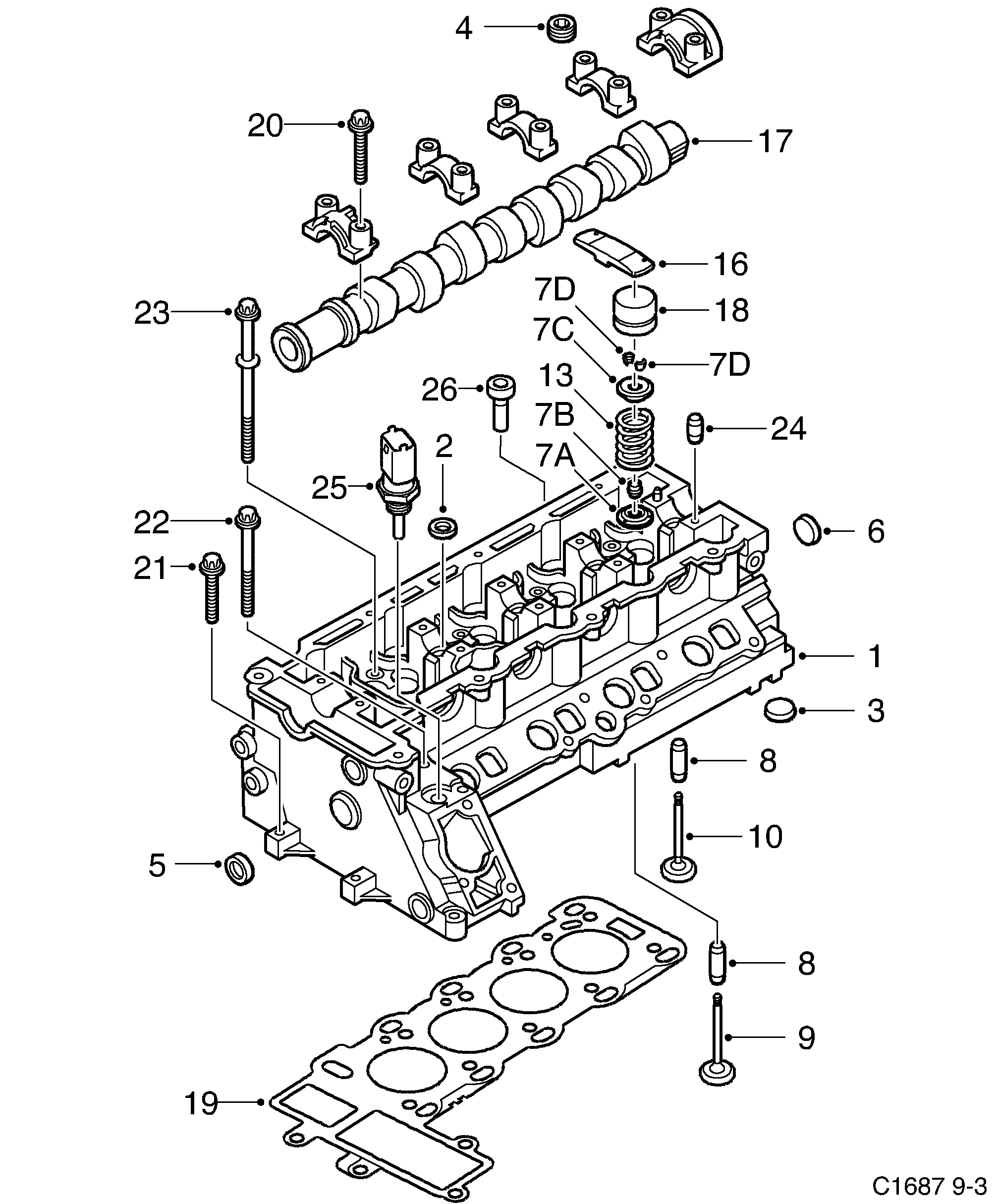 Saab 9-3 (9400) Cylinder head diagram