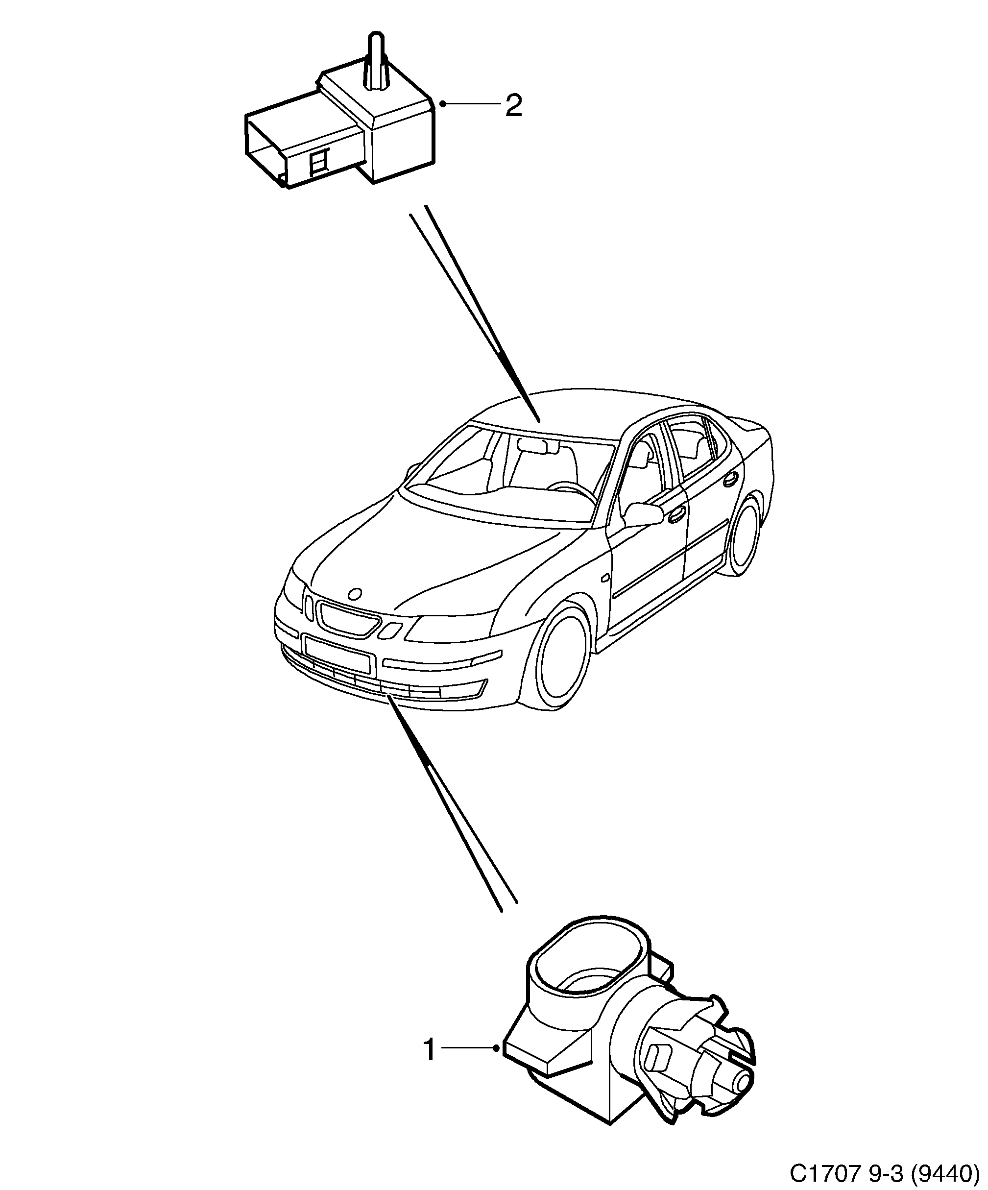 Saab 9-3 (9440) Connectors sensor diagram