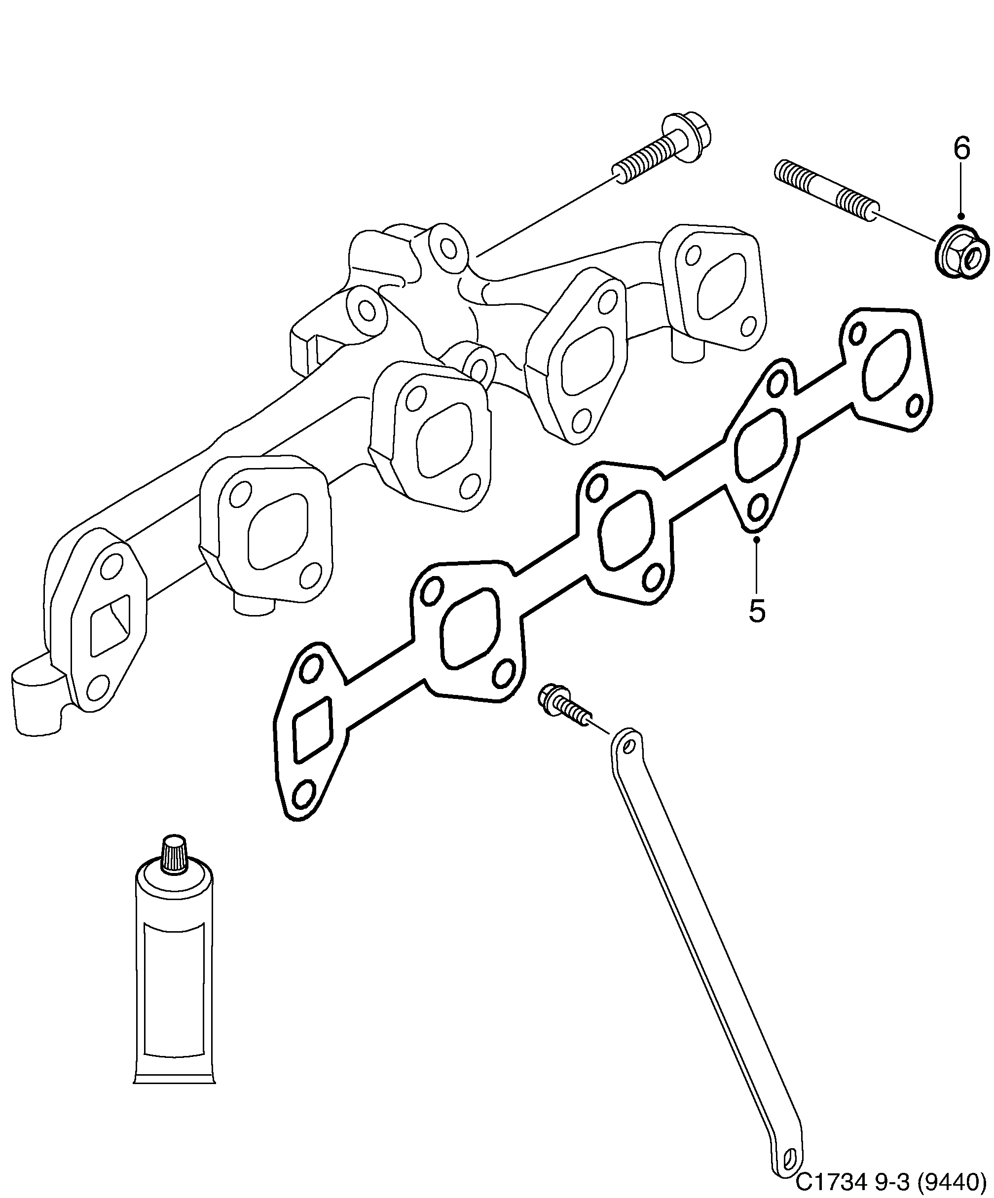 Saab 9-3 (9440) Exhaust manifold diagram