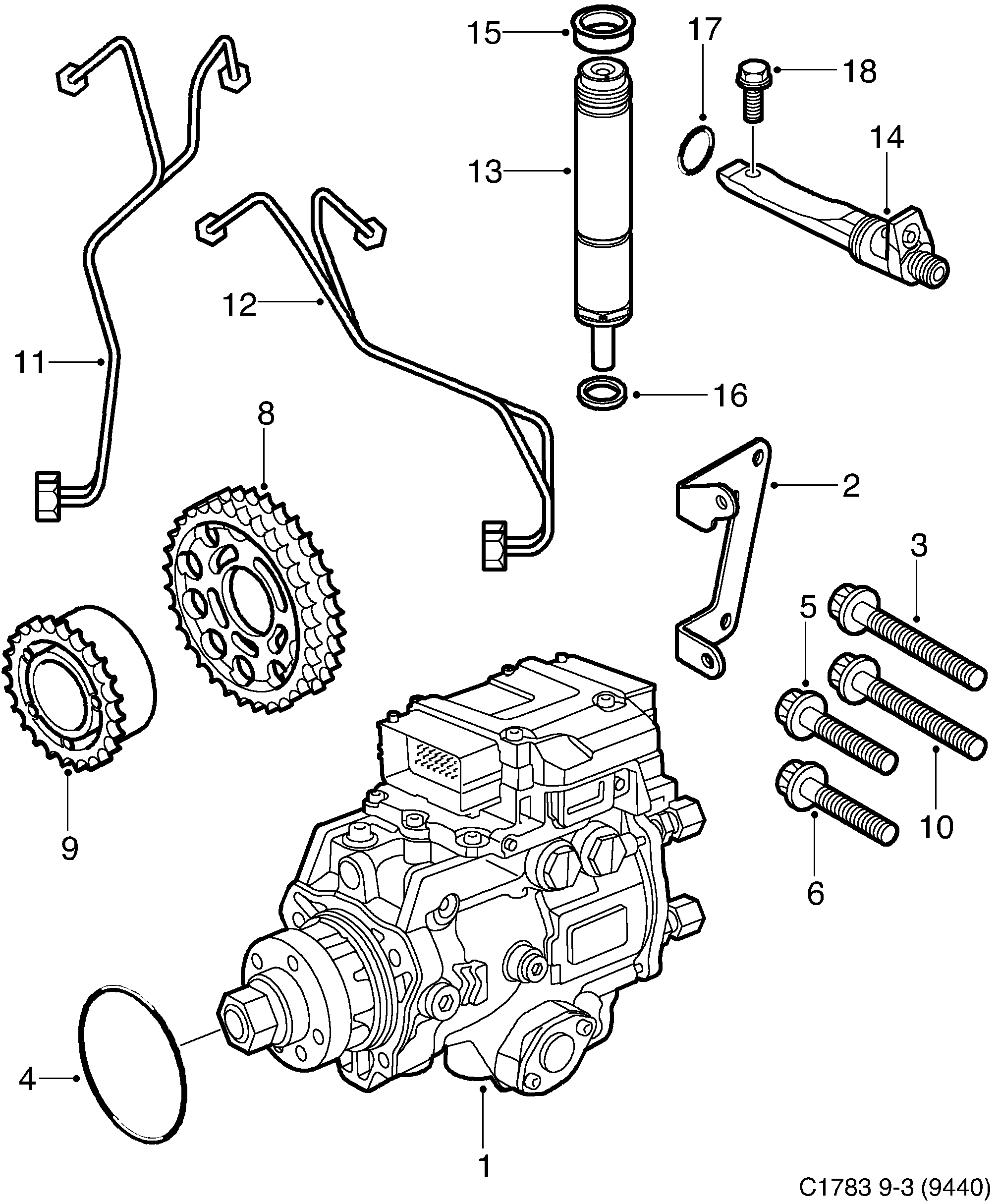 Saab 9-3 (9440) Injection pump diagram