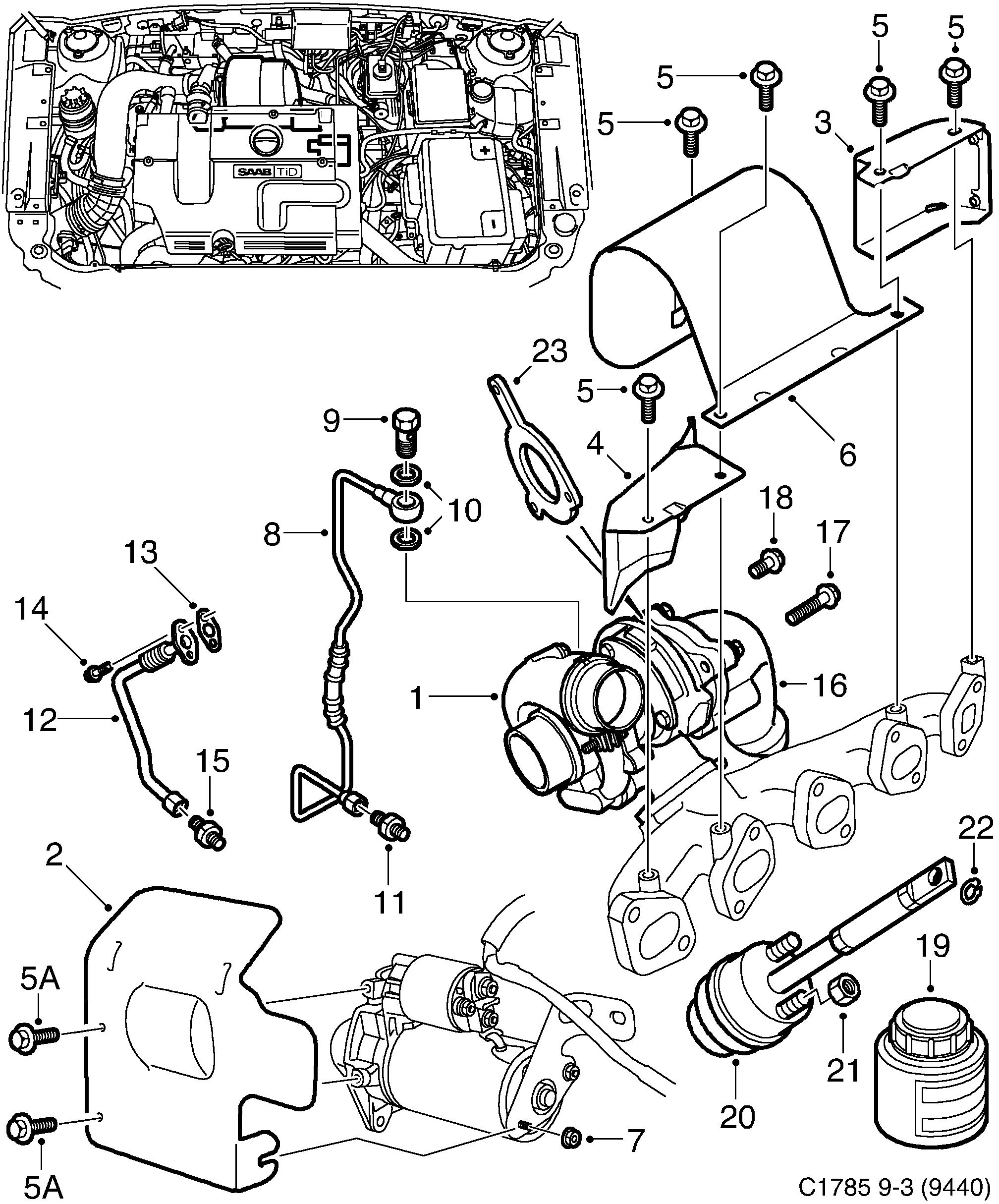 Saab 9-3 (9440) Turbocharger diagram