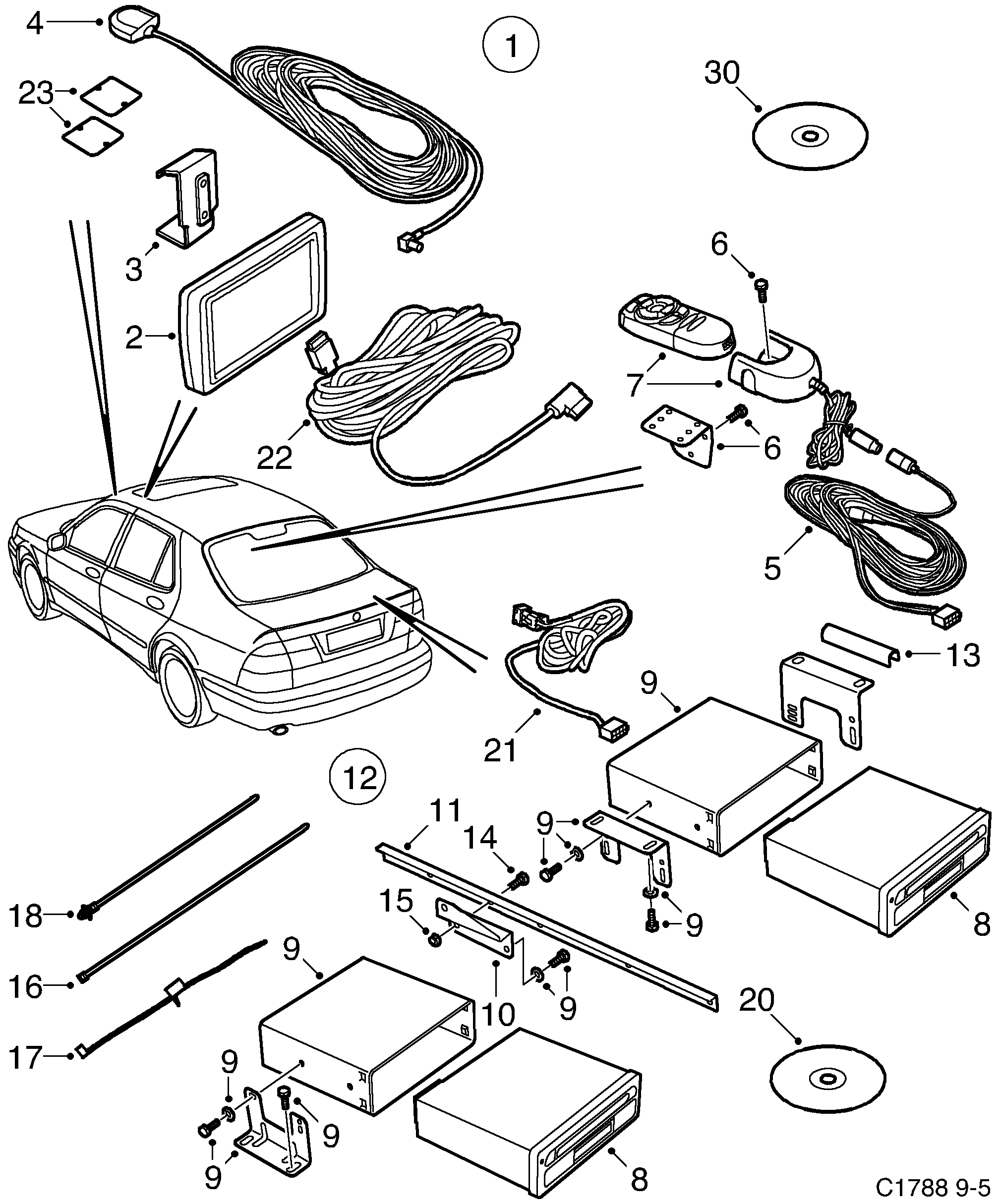 Saab 9-5 (9600) Navigation system diagram