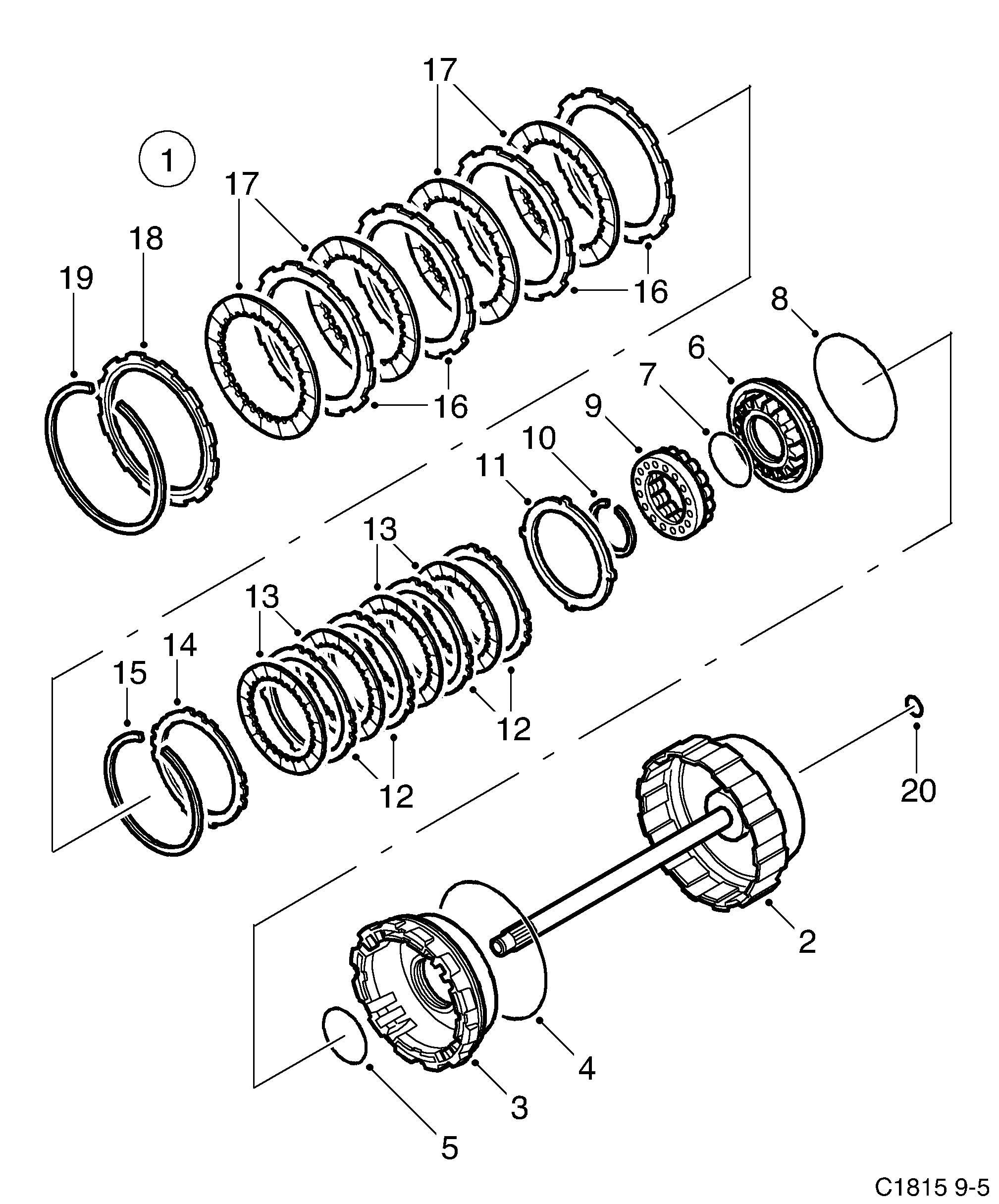 Saab 9-5 (9600) Clutch C1 Clutch C2 diagram