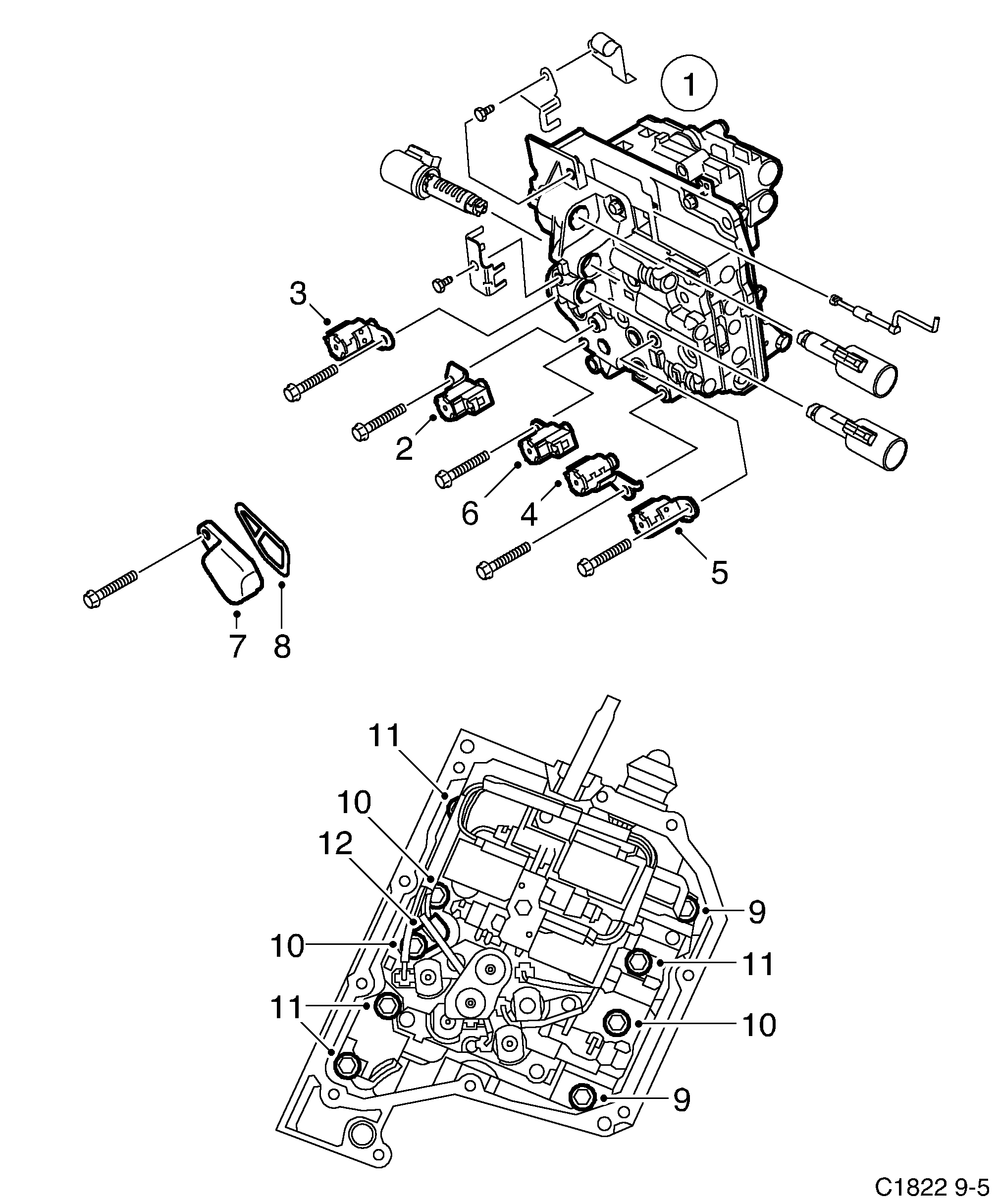 Saab 9-5 (9600) Valve housing diagram