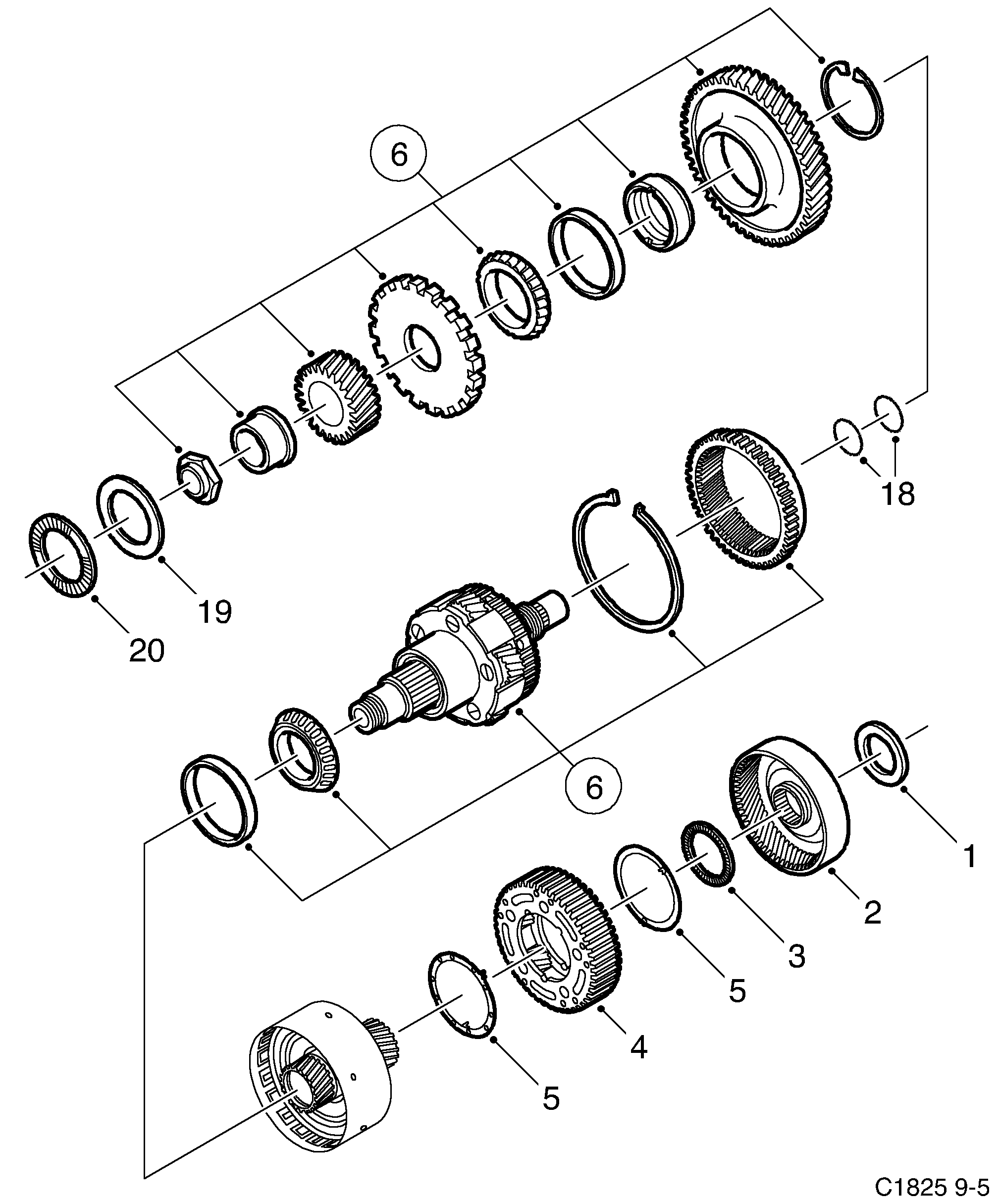 Saab 9-5 (9600) Output shaft diagram
