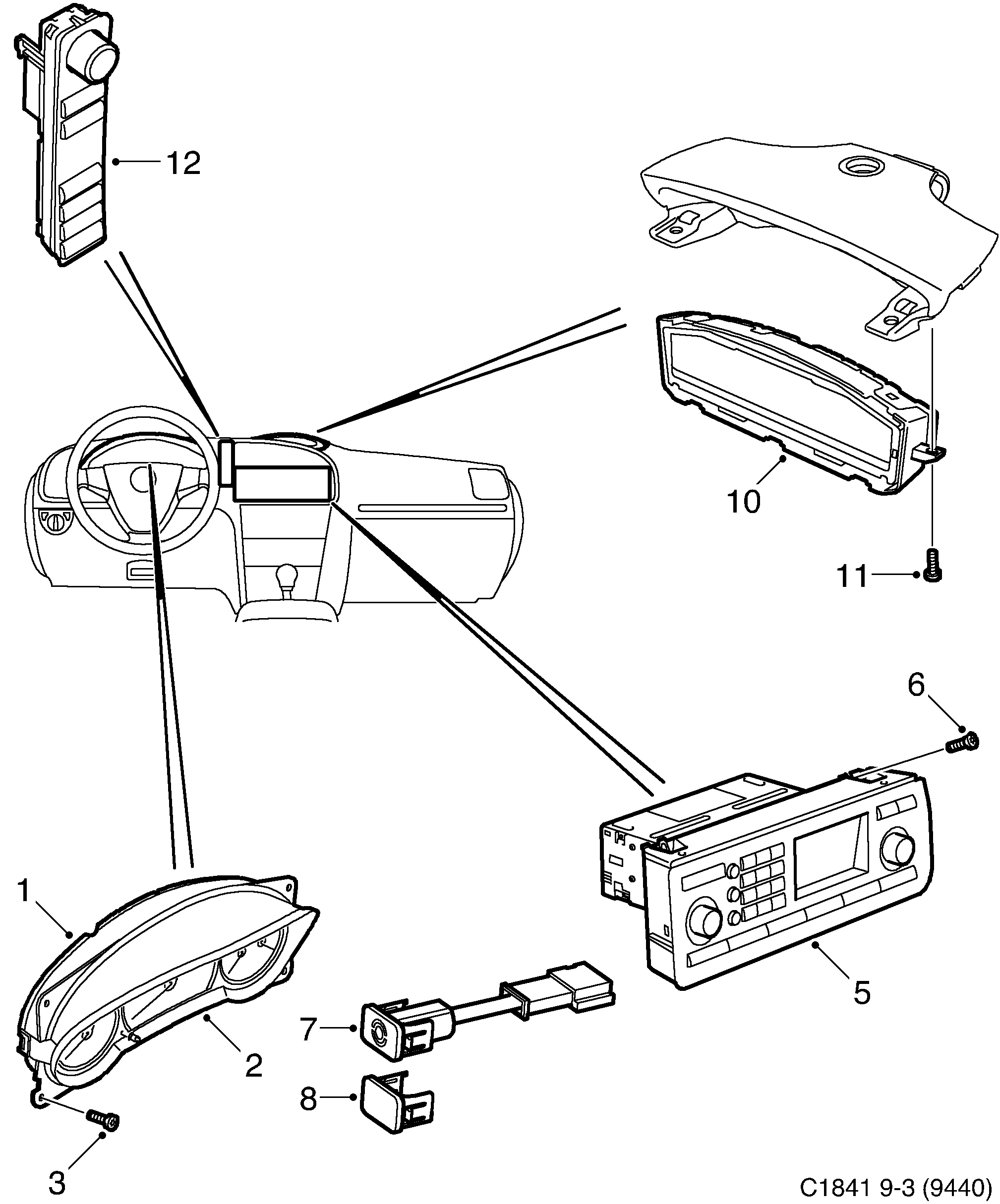 Saab 9-3 (9440) Instrument diagram