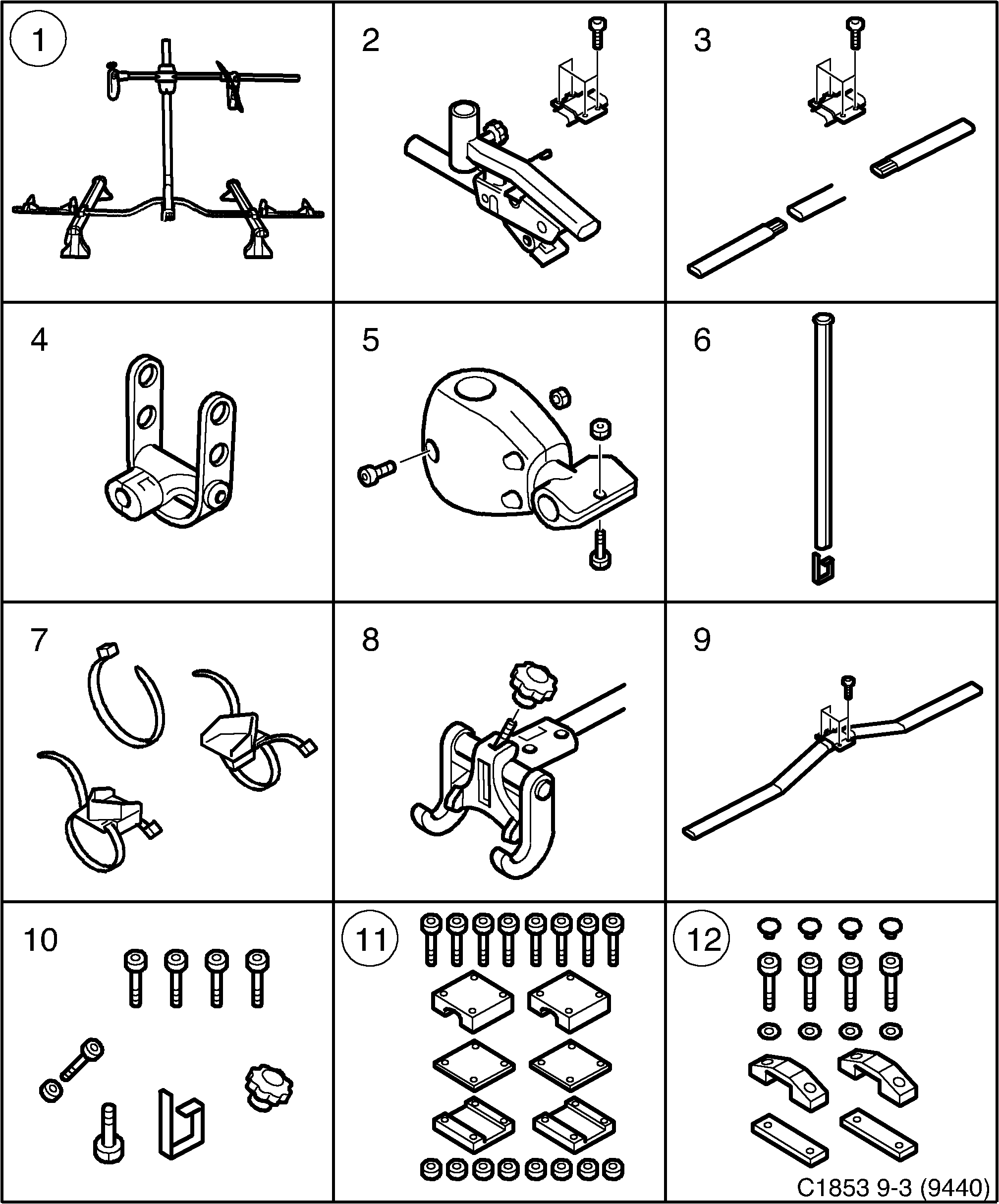 Saab 9-3 (9440) Roof load diagram