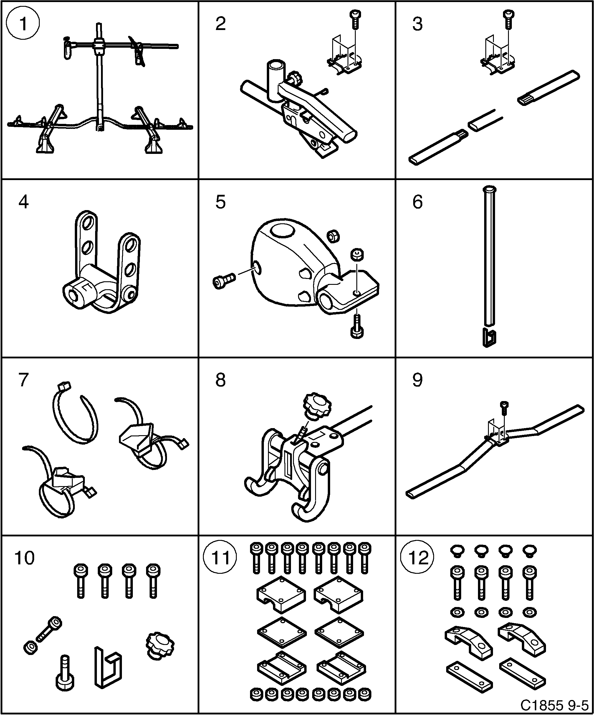 Saab 9-5 (9600) Roof load diagram
