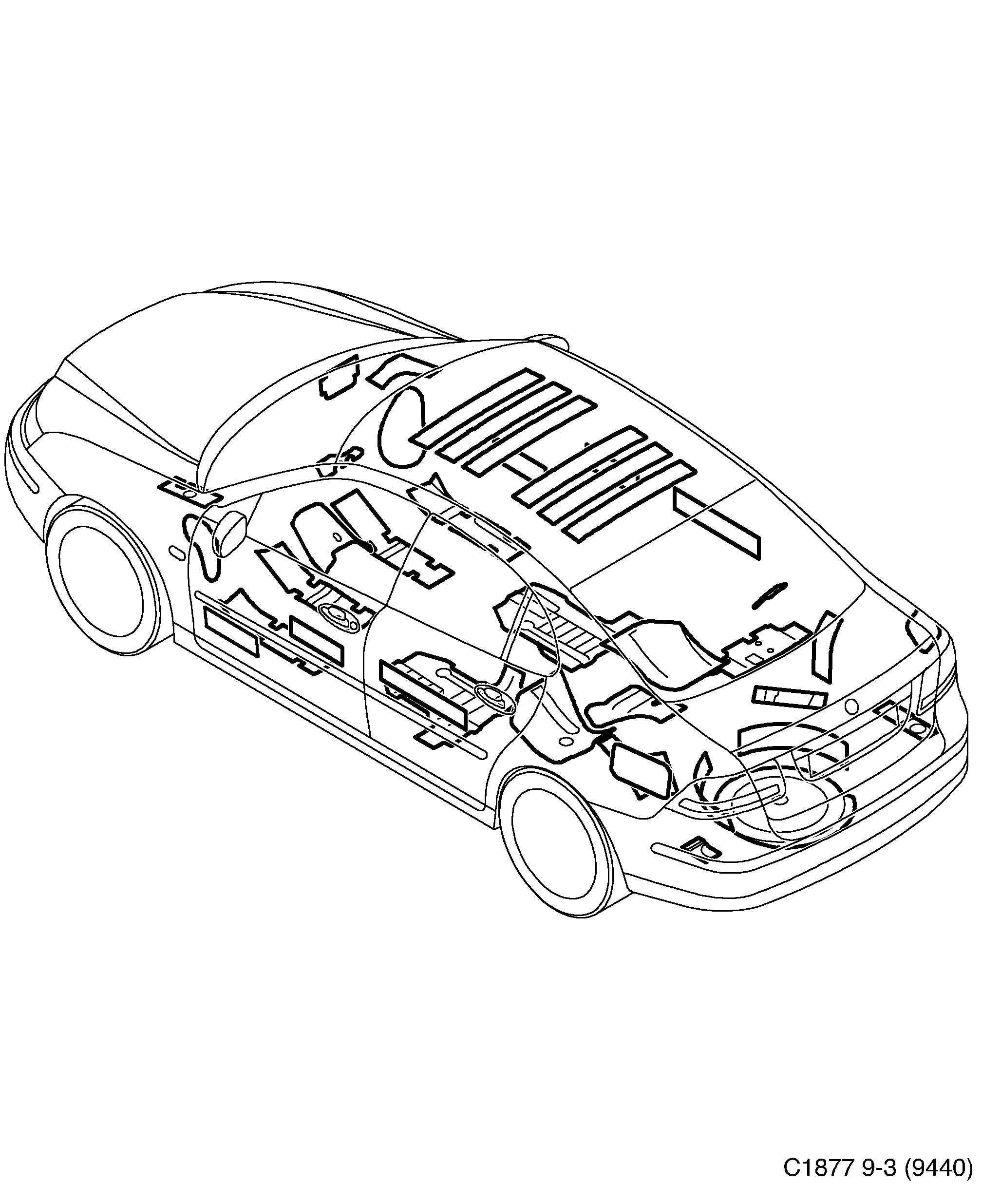 Saab 9-3 (9440) Damper mat diagram