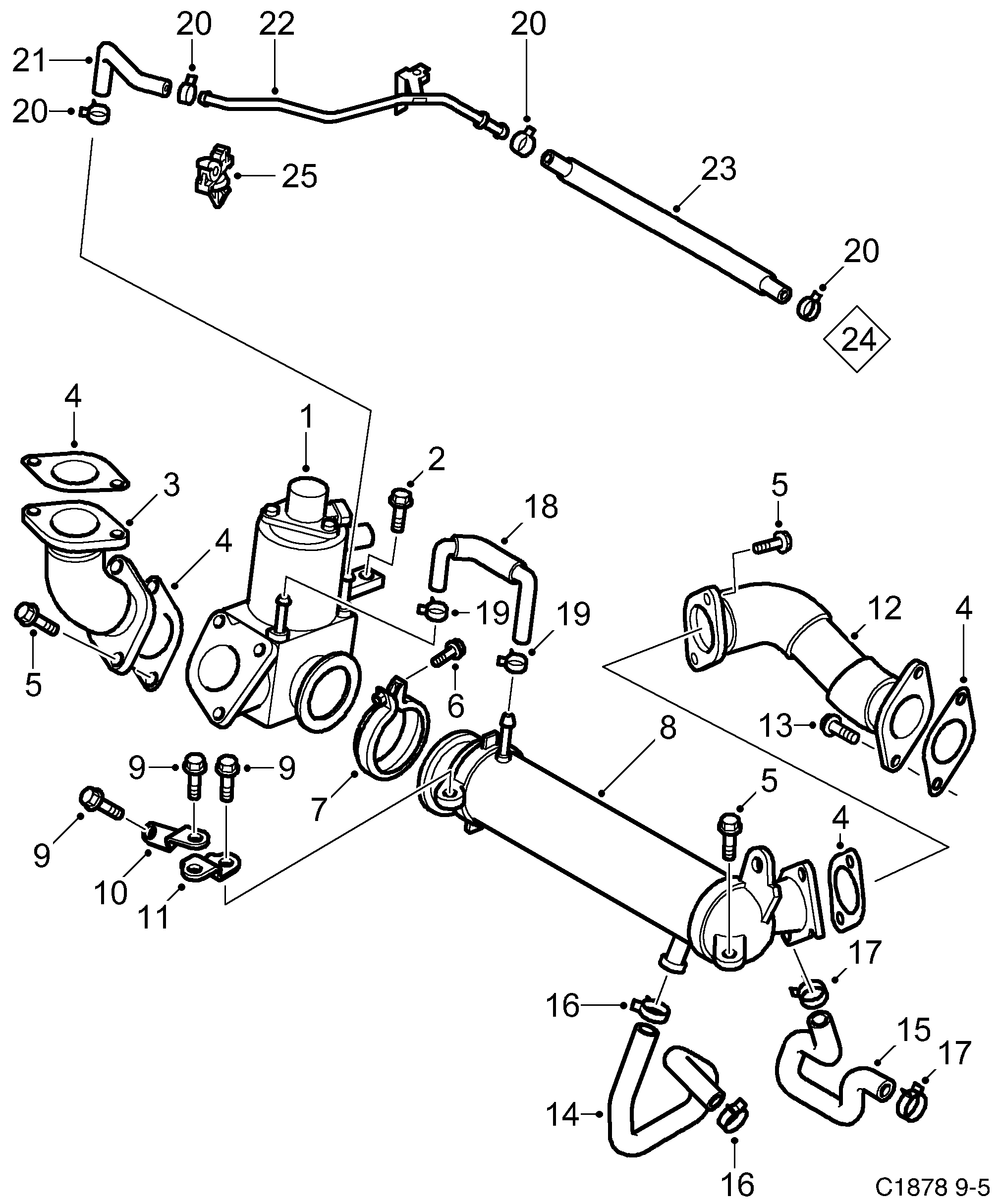 Saab 9-5 (9600) Exhaust gas recirculation diagram