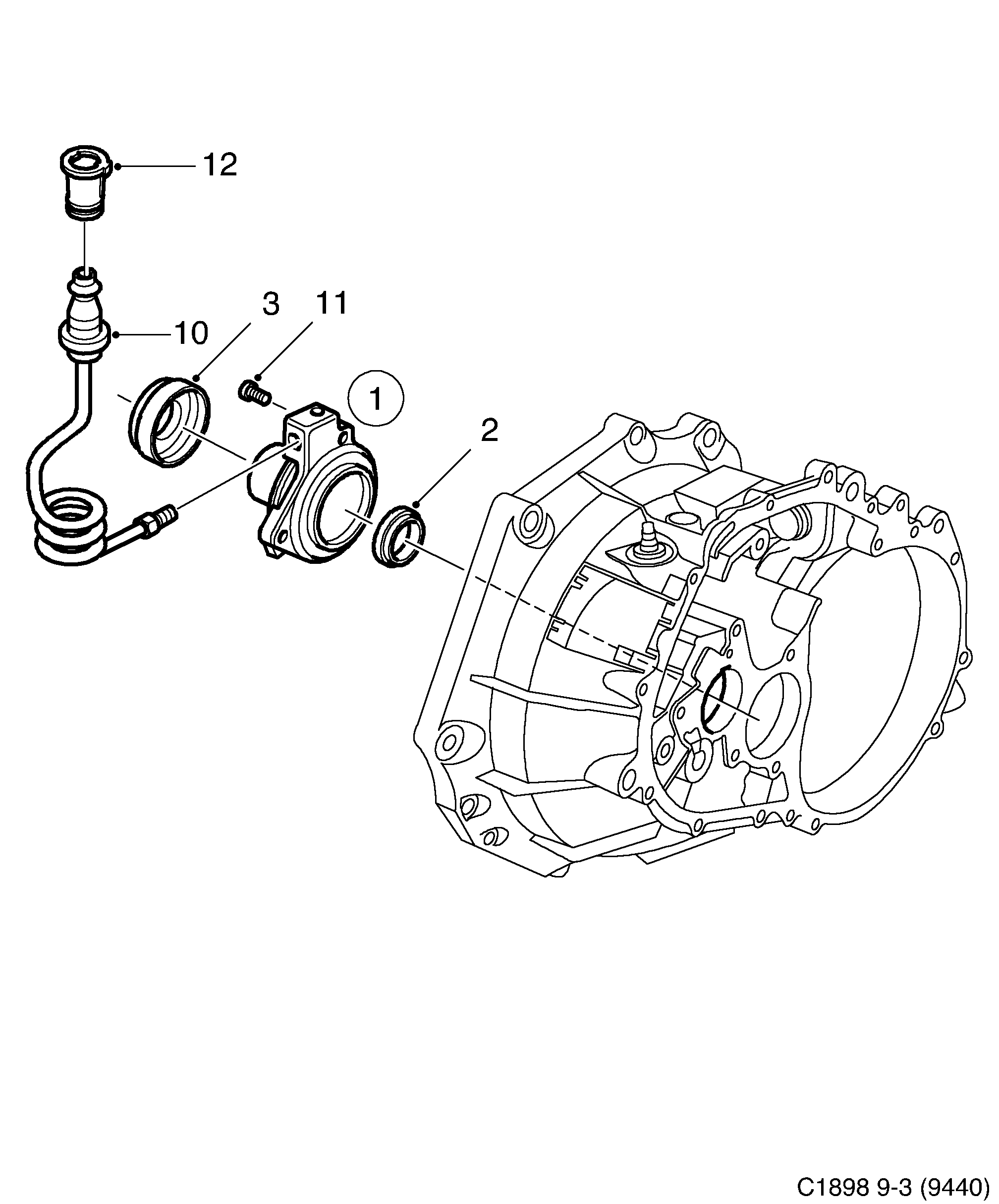 Saab 9-3 (9440) Slave cylinder 5-speed diagram