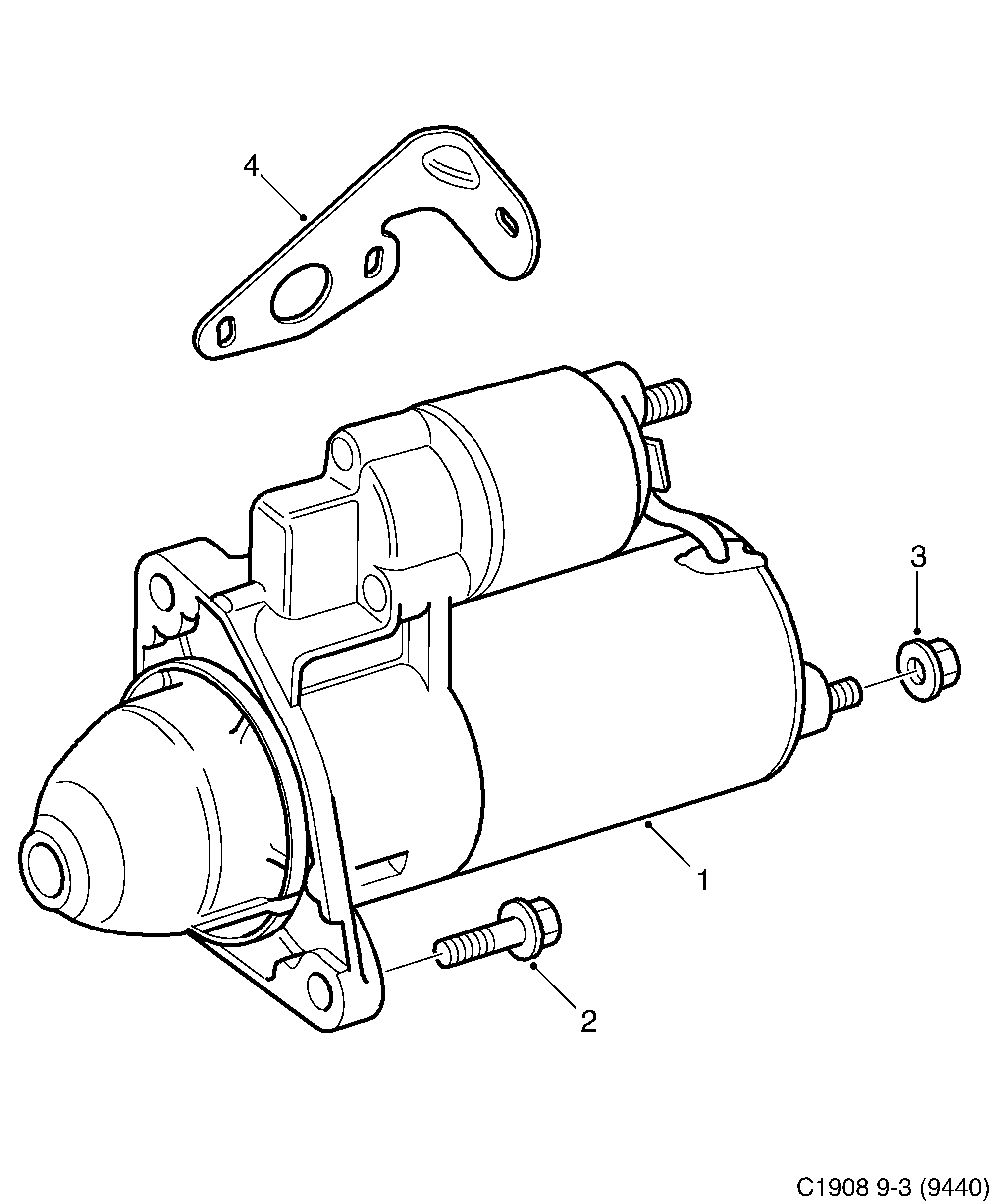 Saab 9-3 (9440) Starter motor diagram