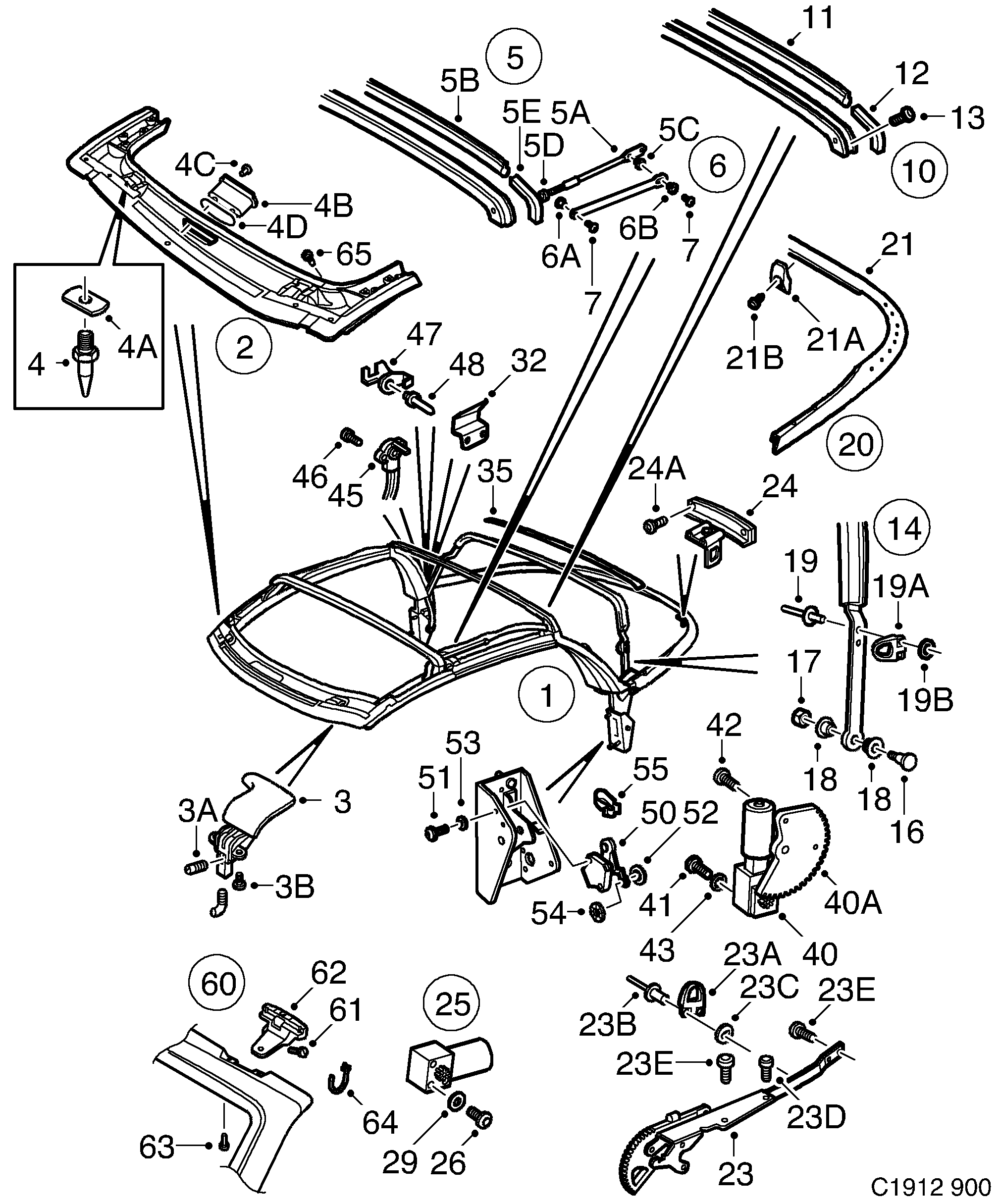 Saab 900 Bow 1, 2, 3, 4 and 5 diagram