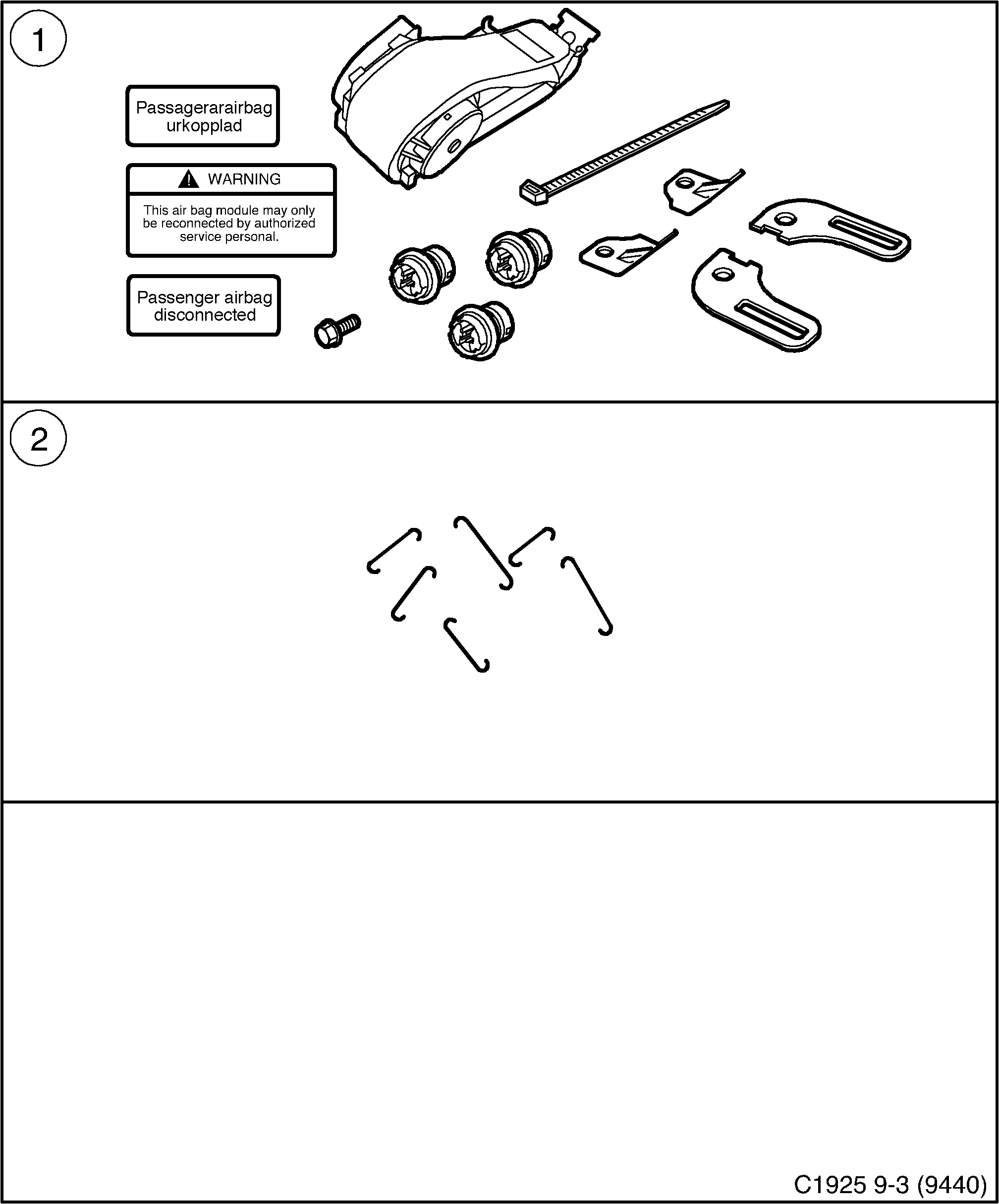 Saab 9-3 (9440) Inside diagram