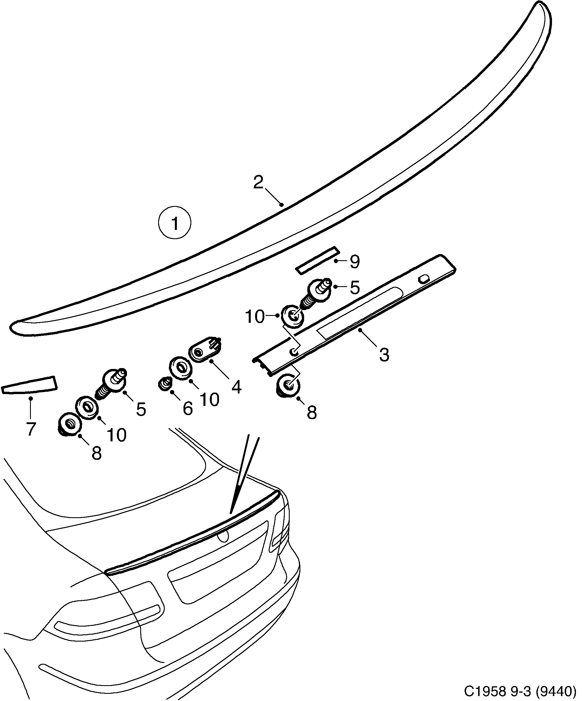 Saab 9-3 (9440) Spoiler diagram