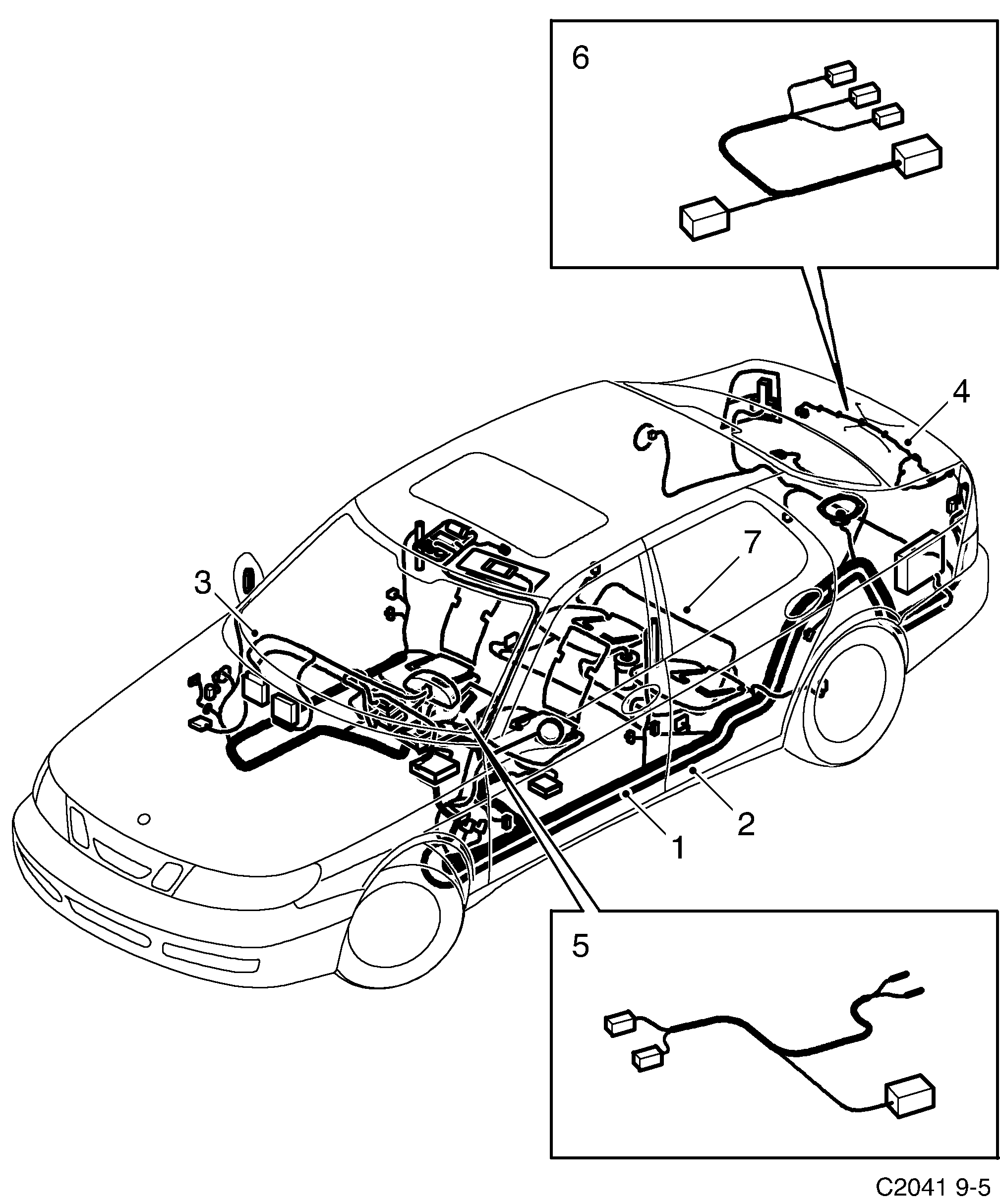 Saab 9-5 (9600) Rear diagram