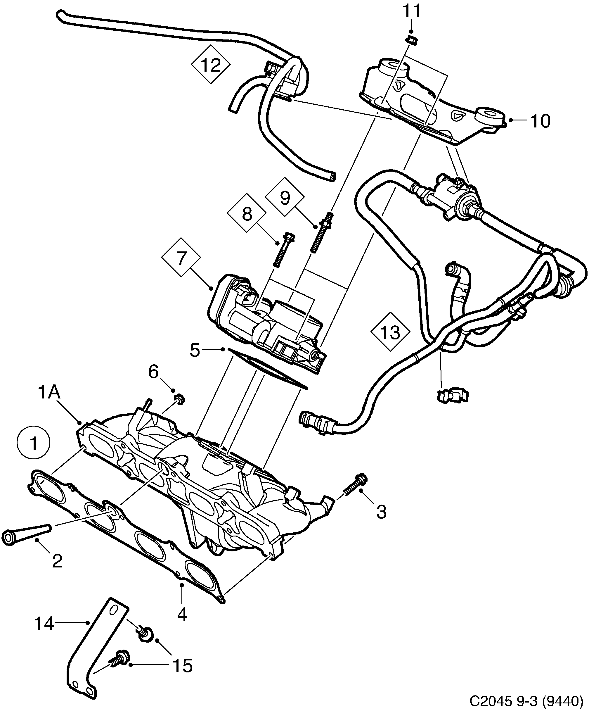 Saab 9-3 (9440) Inlet pipe diagram