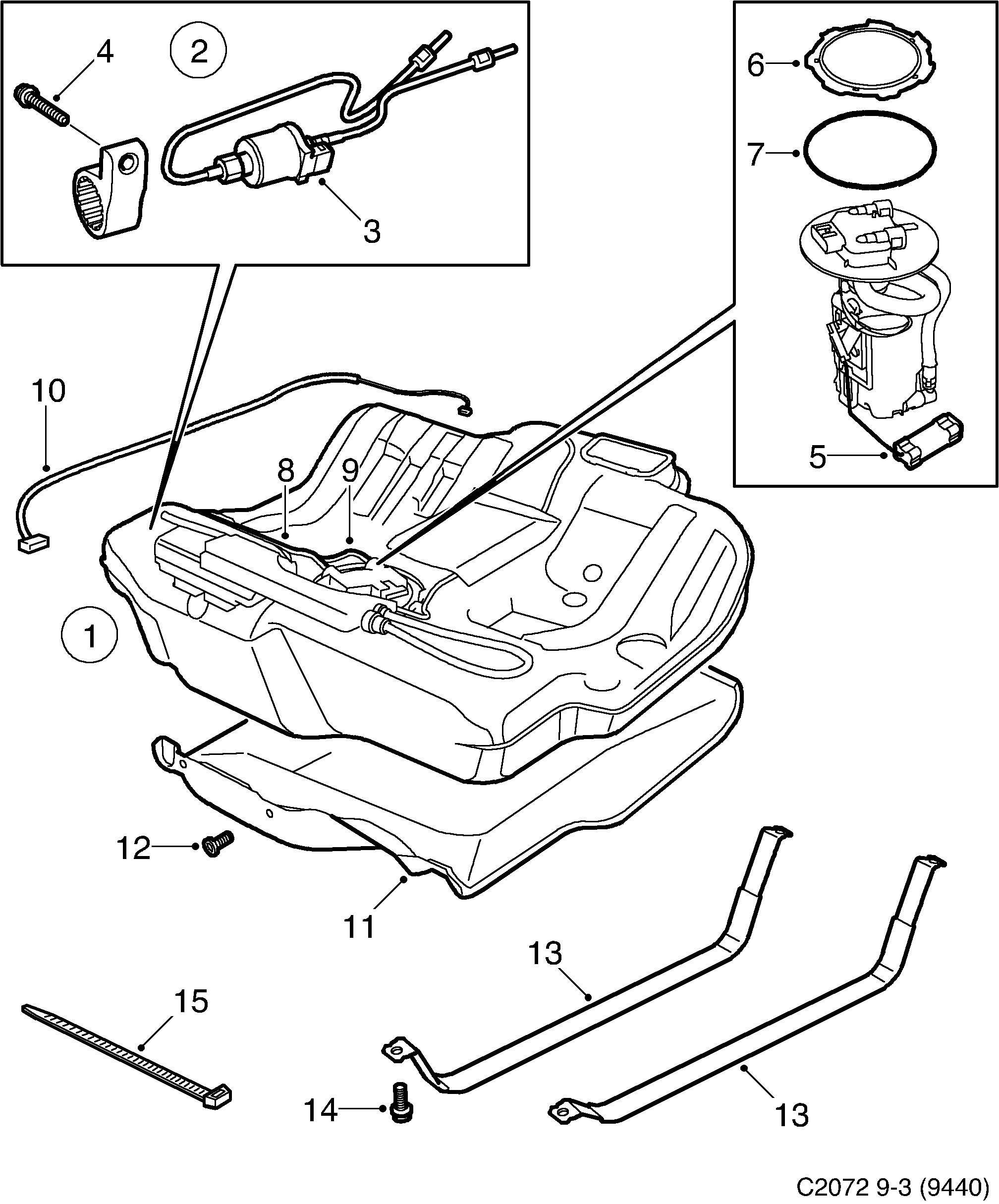Saab 9-3 (9440) Fuel tank diagram