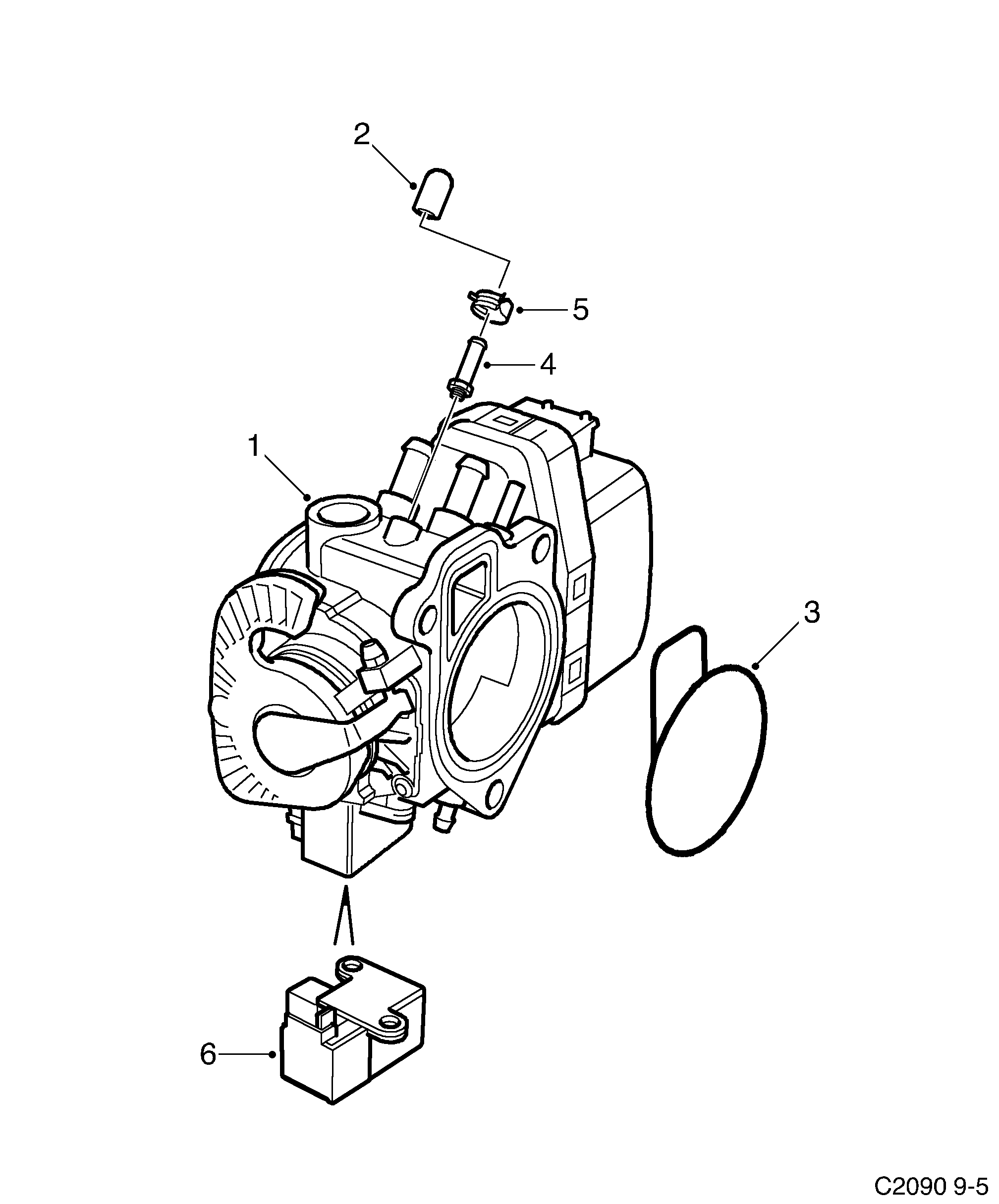Saab 9-5 (9600) Throttle body diagram
