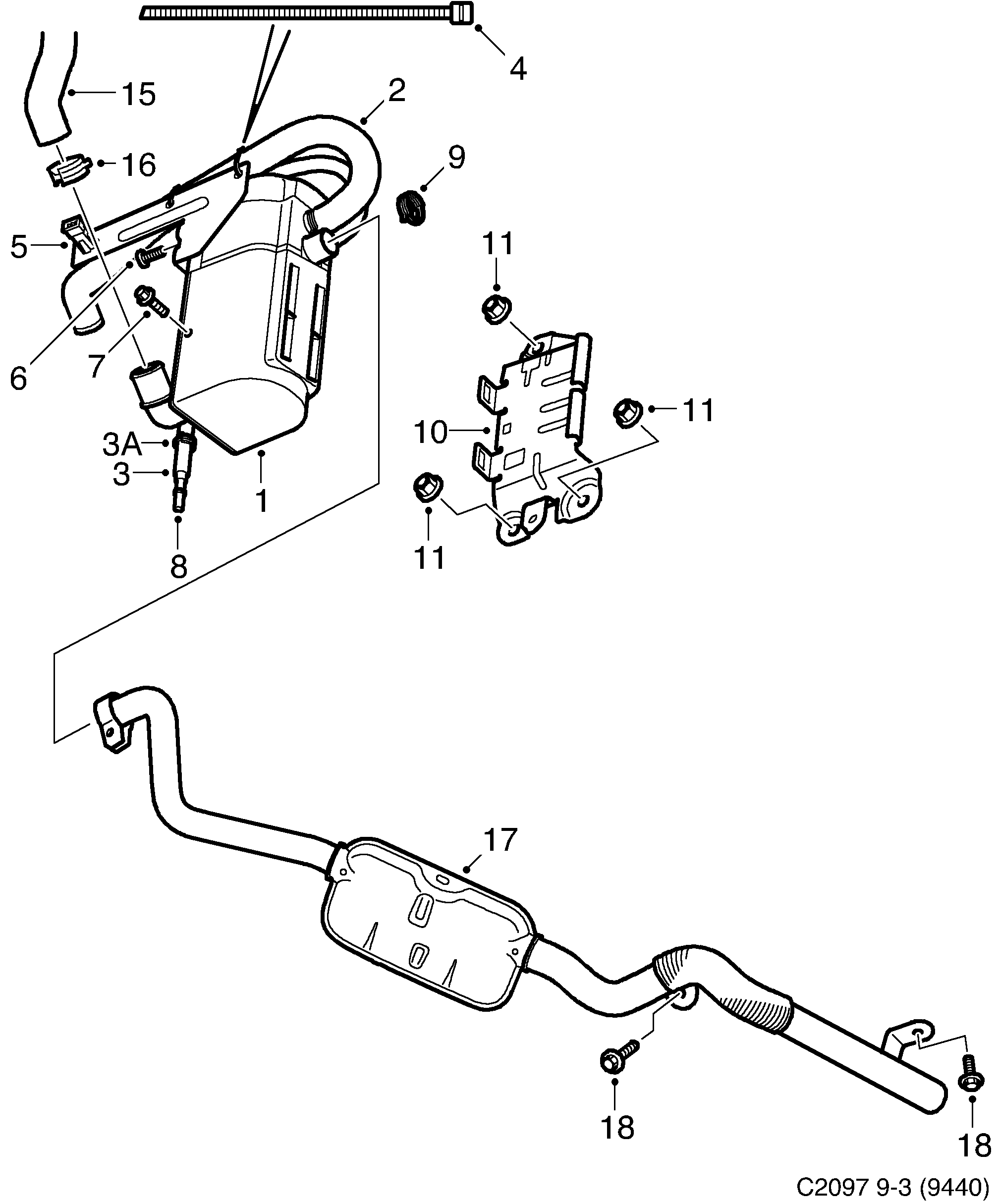 Saab 9-3 (9440) Auxiliary heater diagram