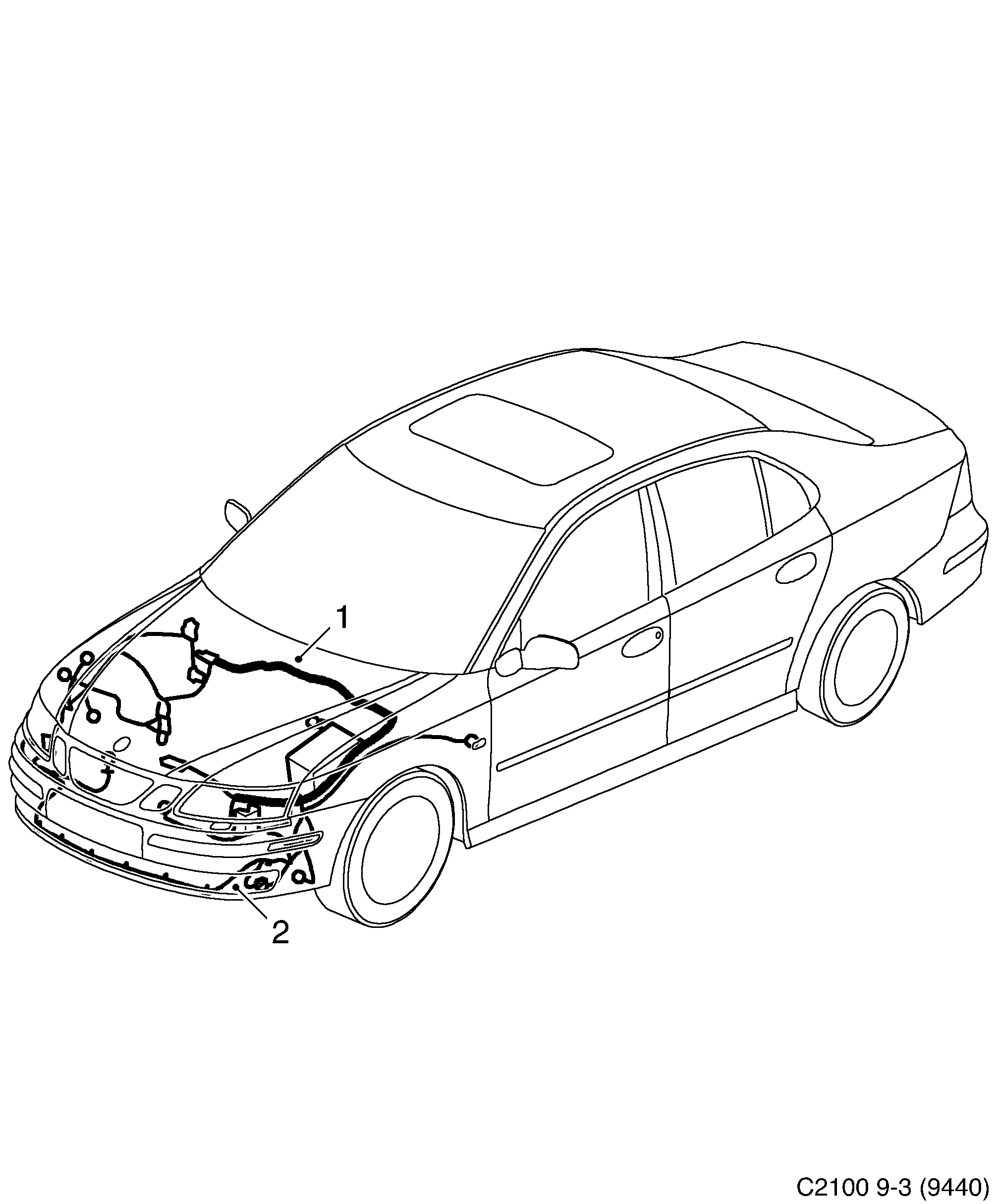 Saab 9-3 (9440) Front diagram