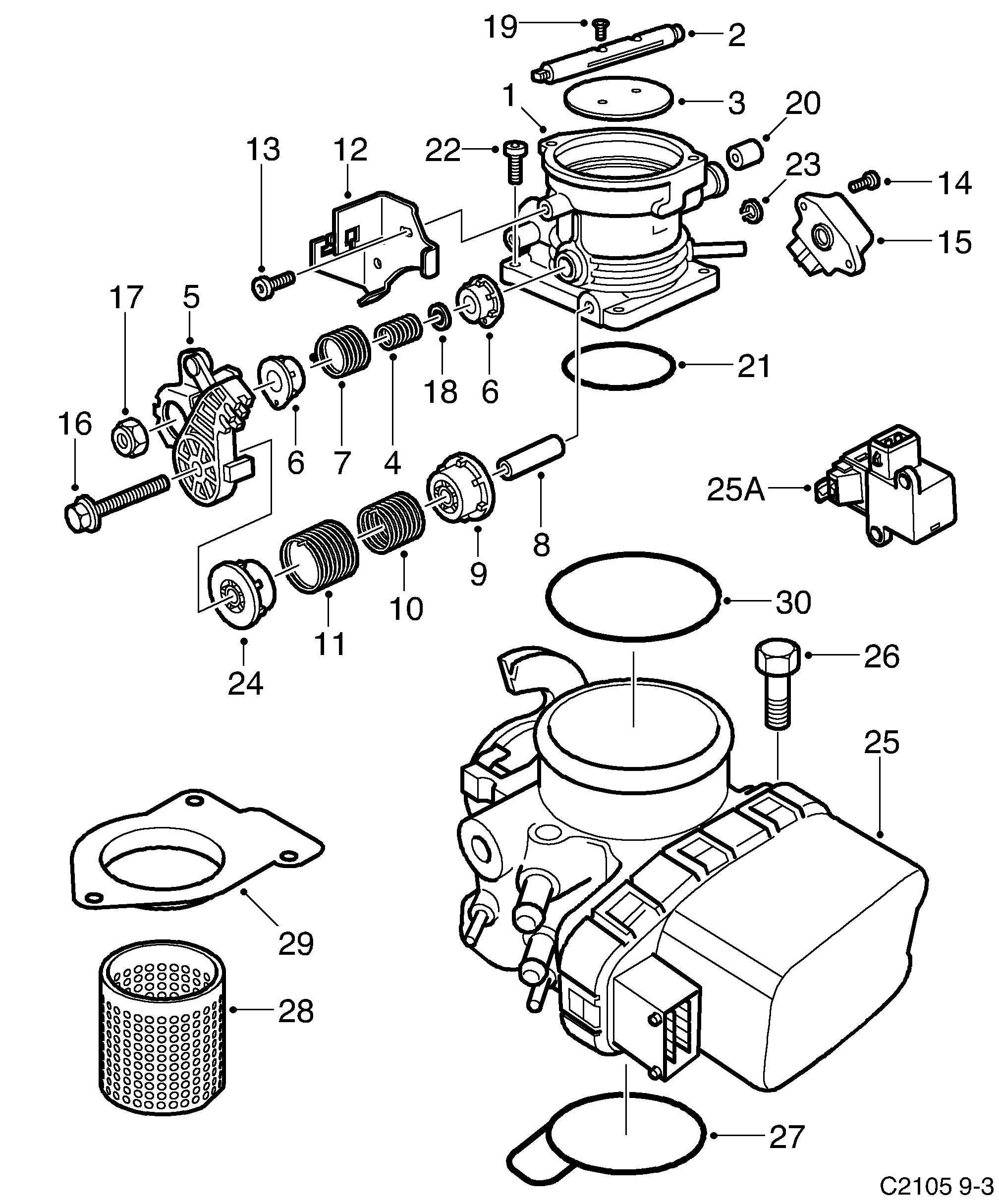 Saab 9-3 (9400) Throttle body diagram