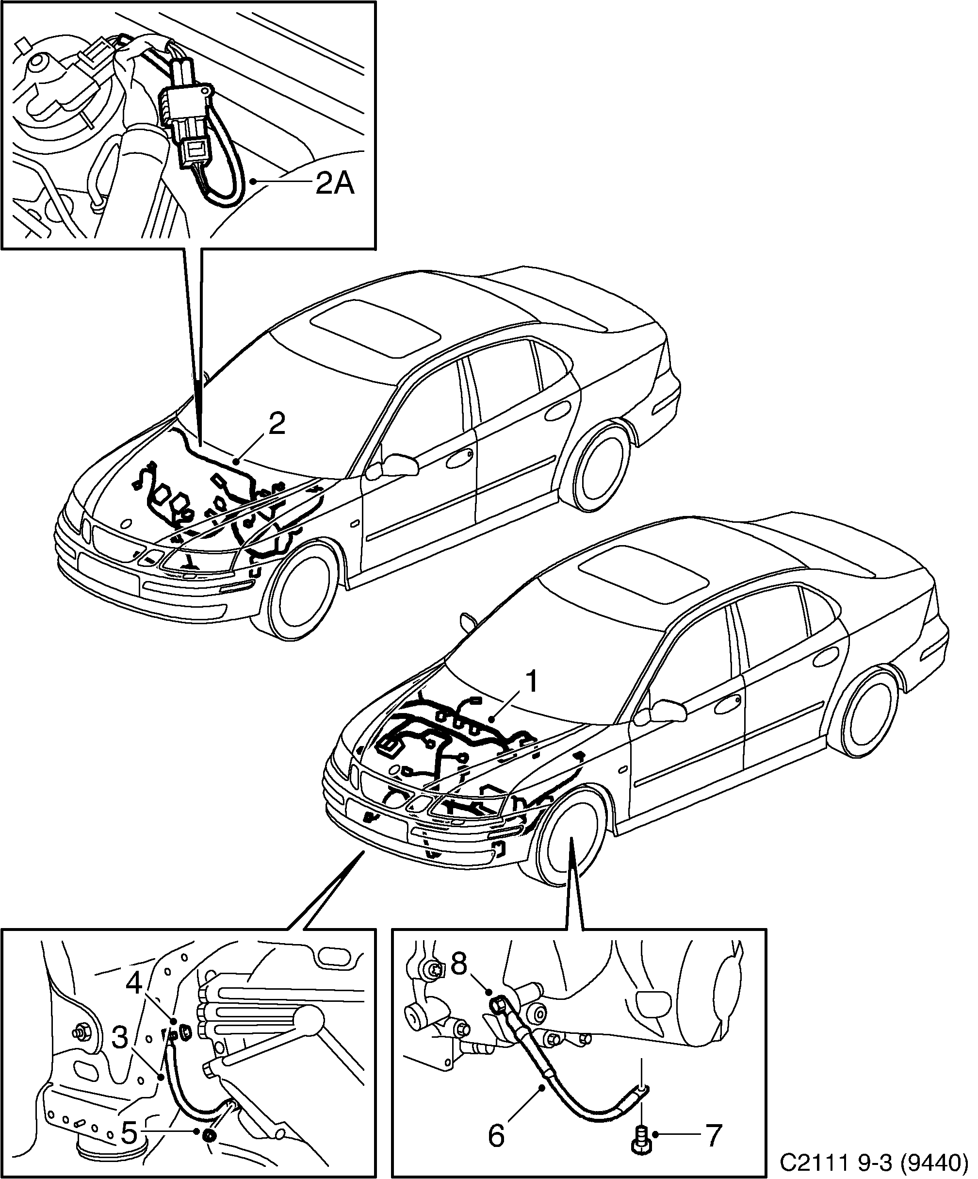 Saab 9-3 (9440) Motor, transmission diagram