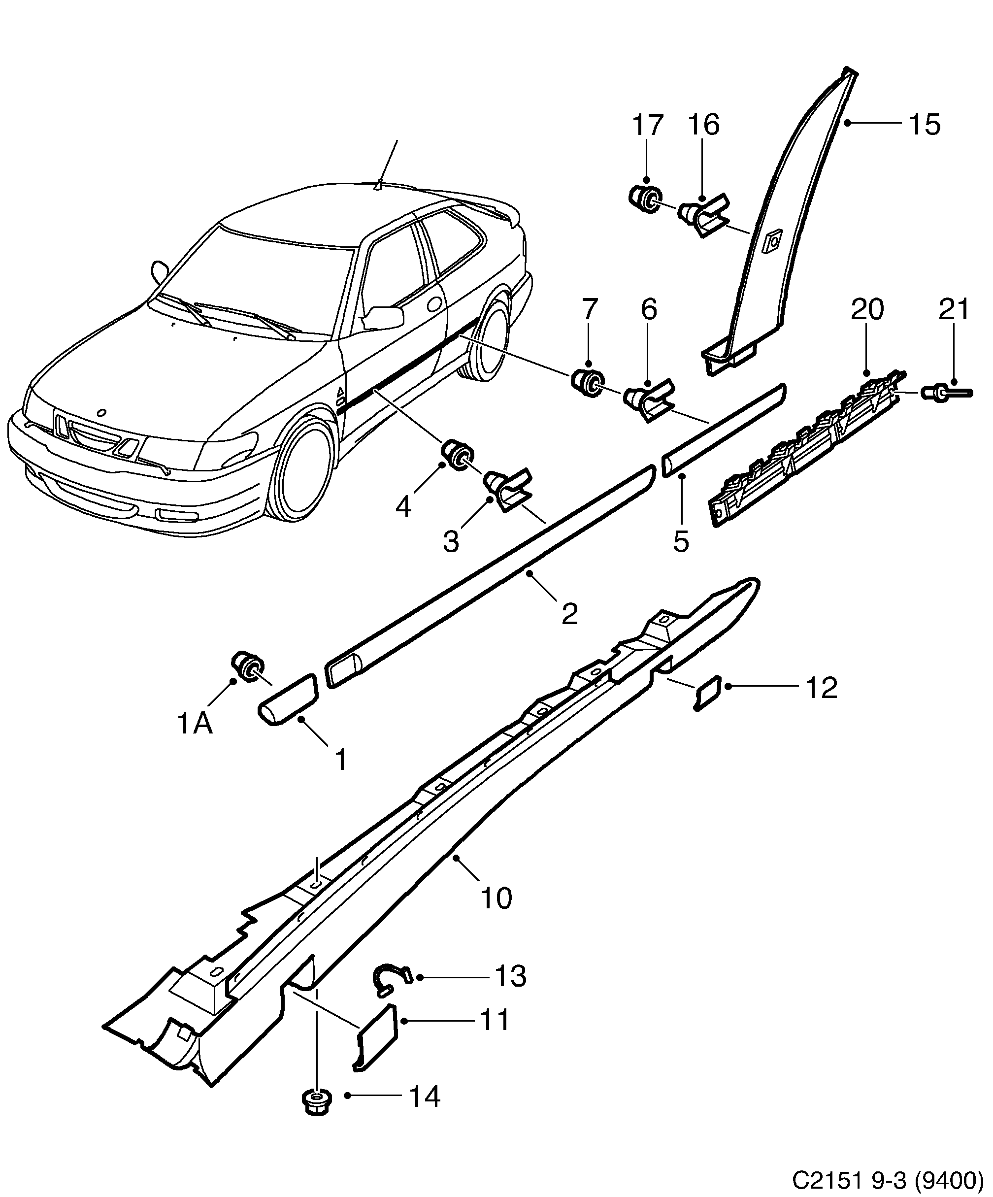 Saab 9-3 (9400) Decor diagram