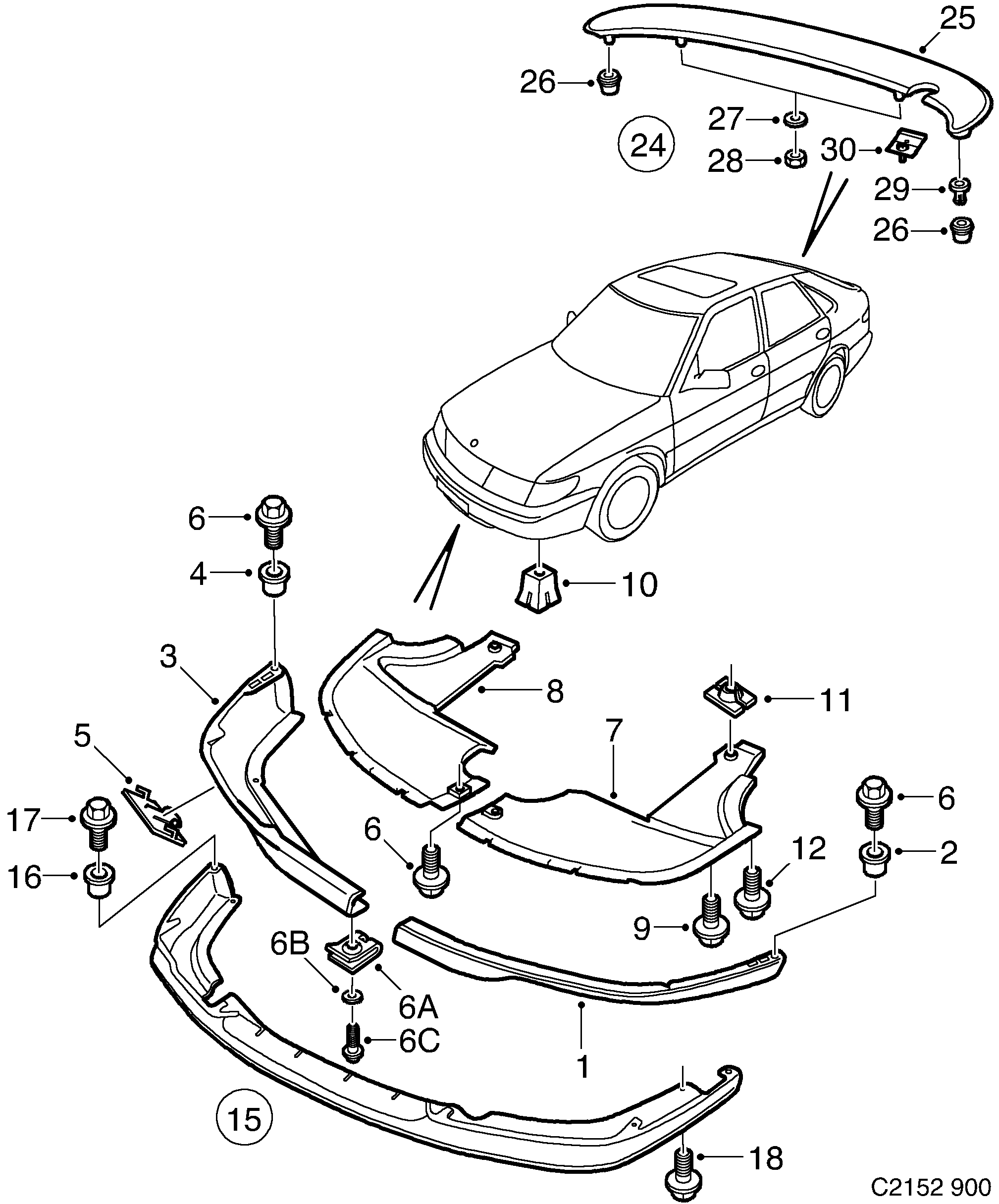 Saab 900 Spoiler diagram