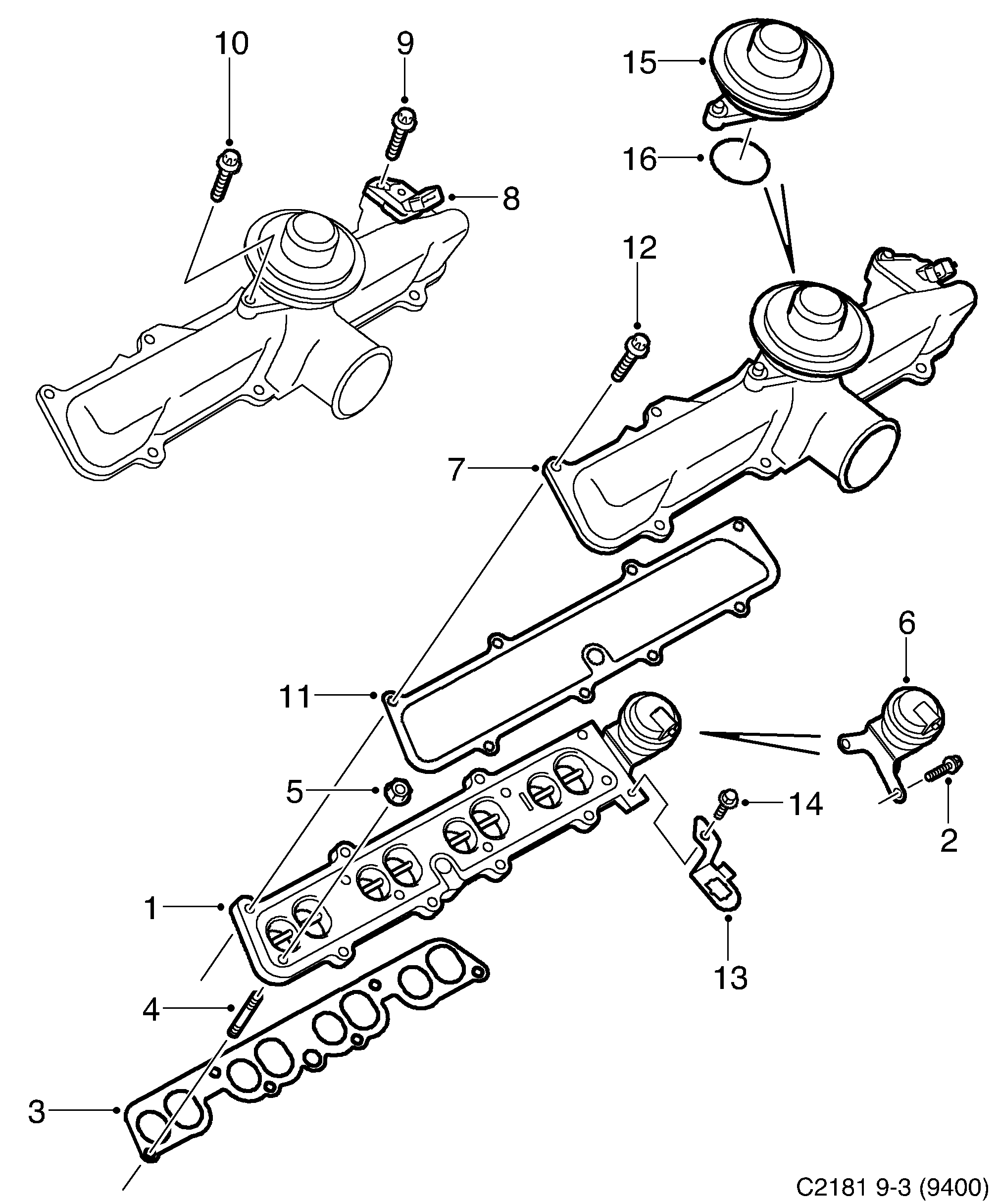 Saab 9-3 (9400) Inlet pipe diagram