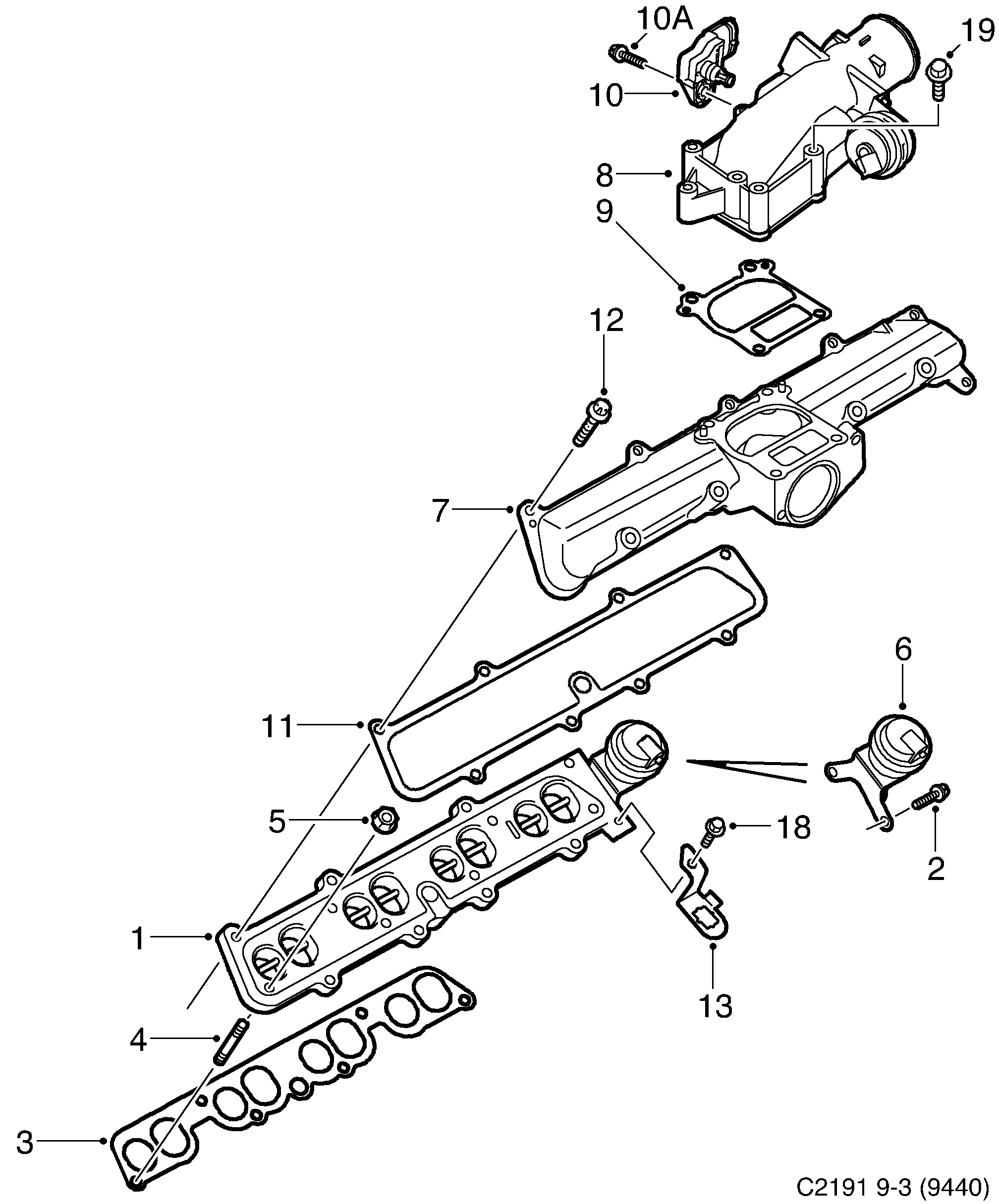 Saab 9-3 (9440) Inlet pipe diagram
