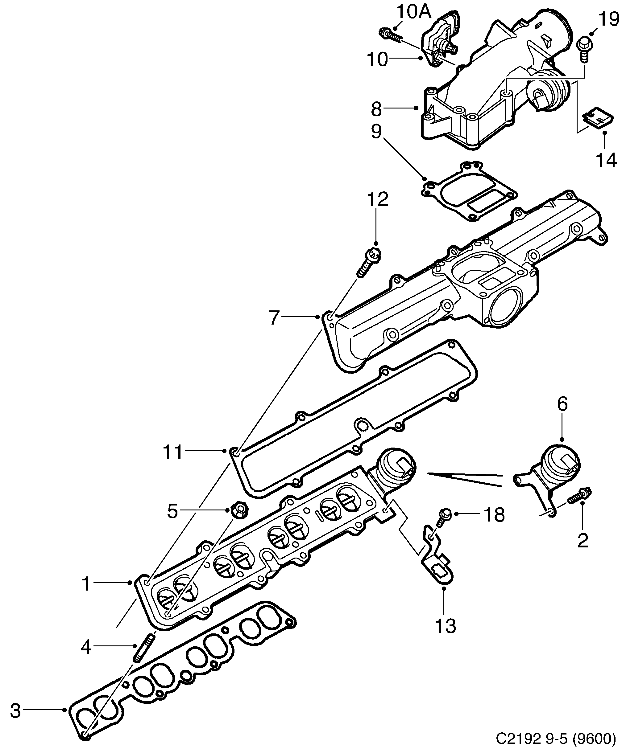 Saab 9-5 (9600) Inlet pipe diagram