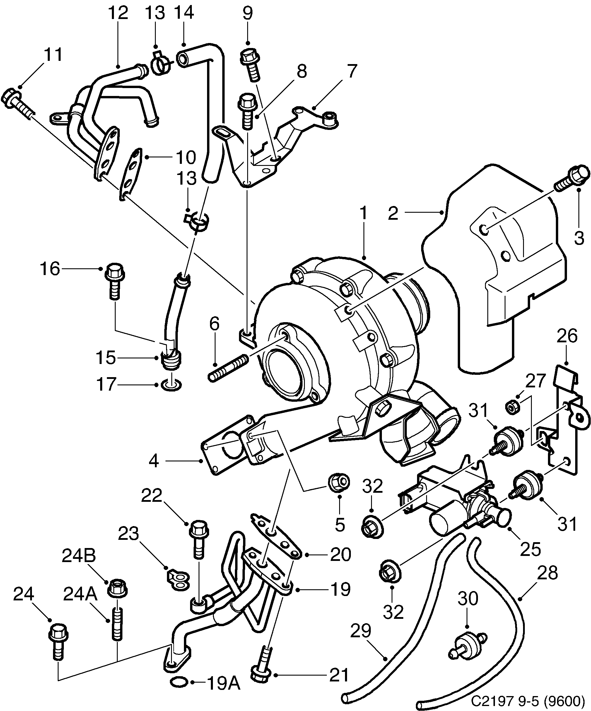 Saab 9-5 (9600) Turbocharger diagram
