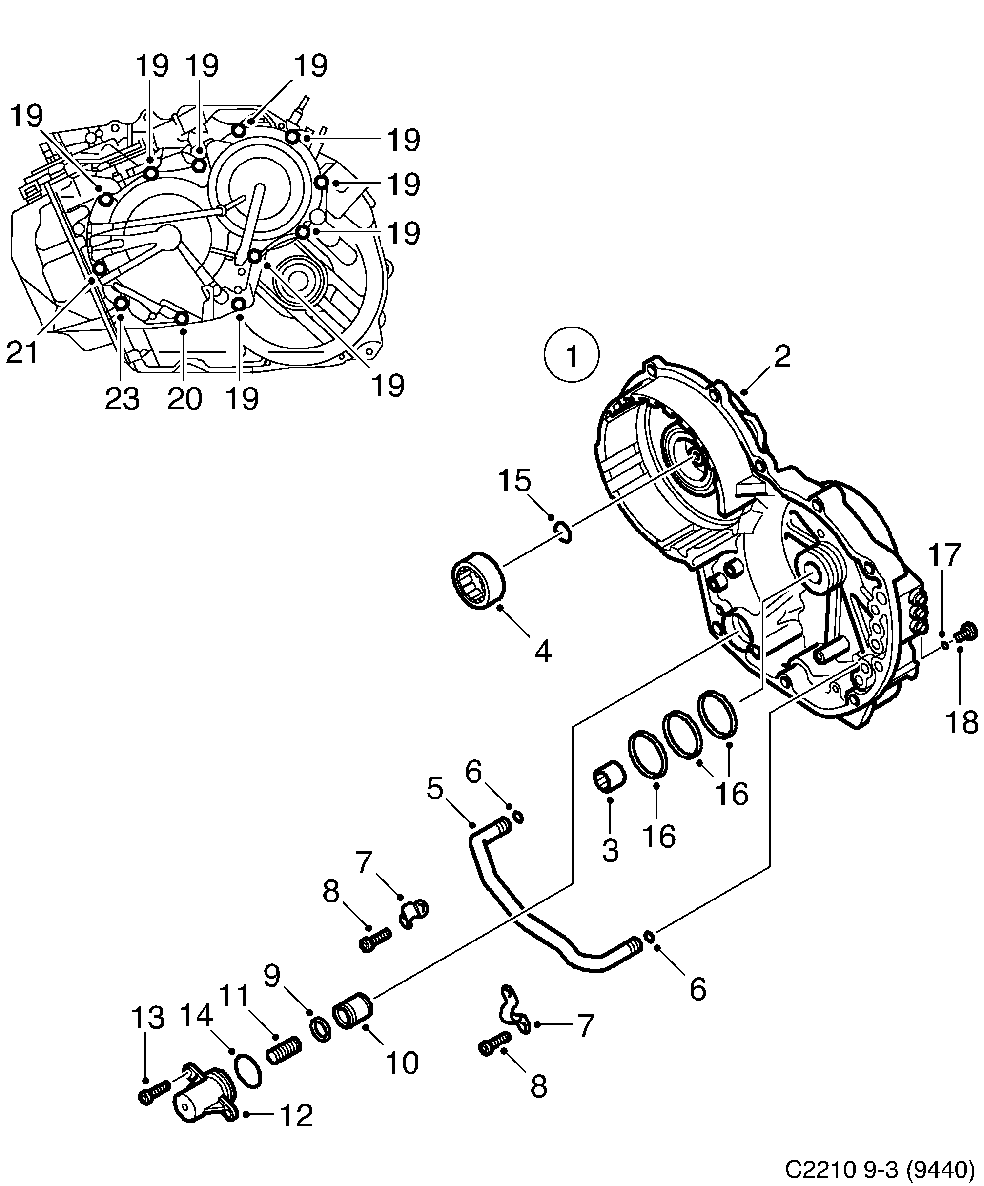 Saab 9-3 (9440) End cover 5-speed diagram