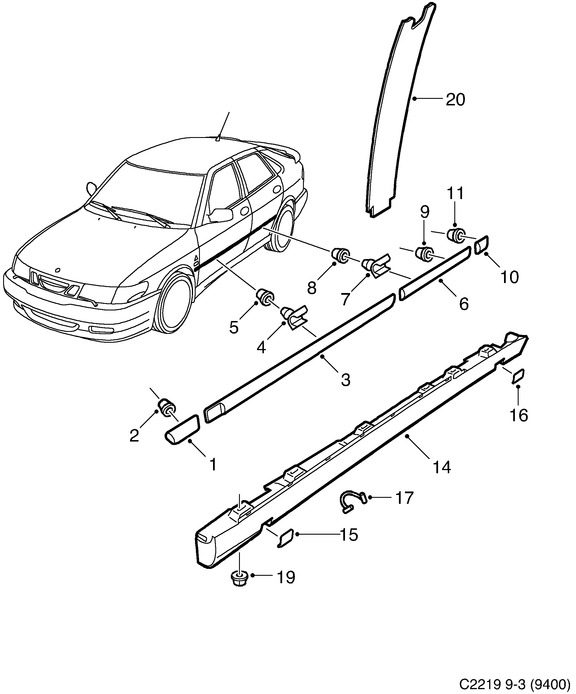 Saab 9-3 (9400) Decor diagram