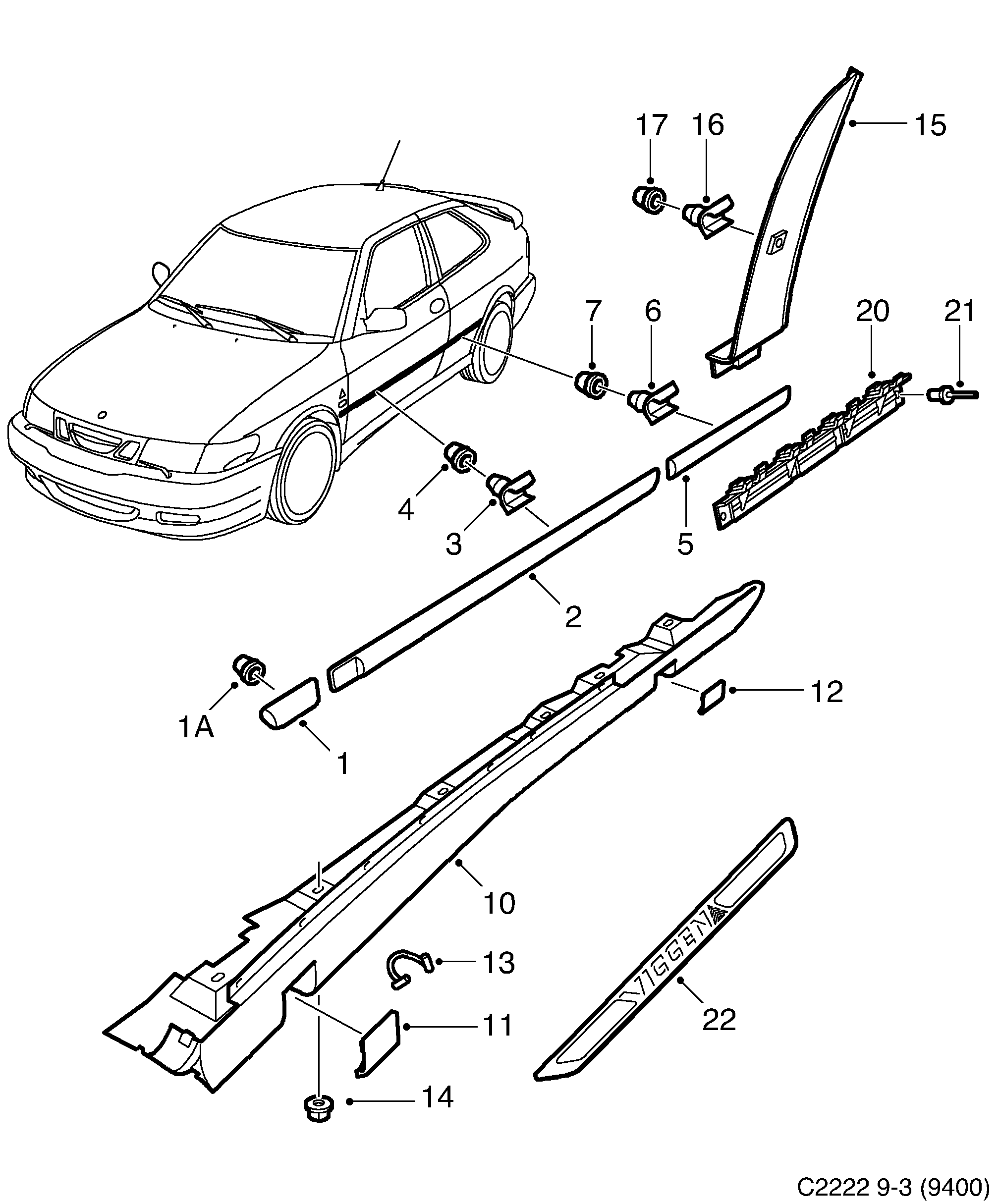 Saab 9-3 (9400) Decor diagram