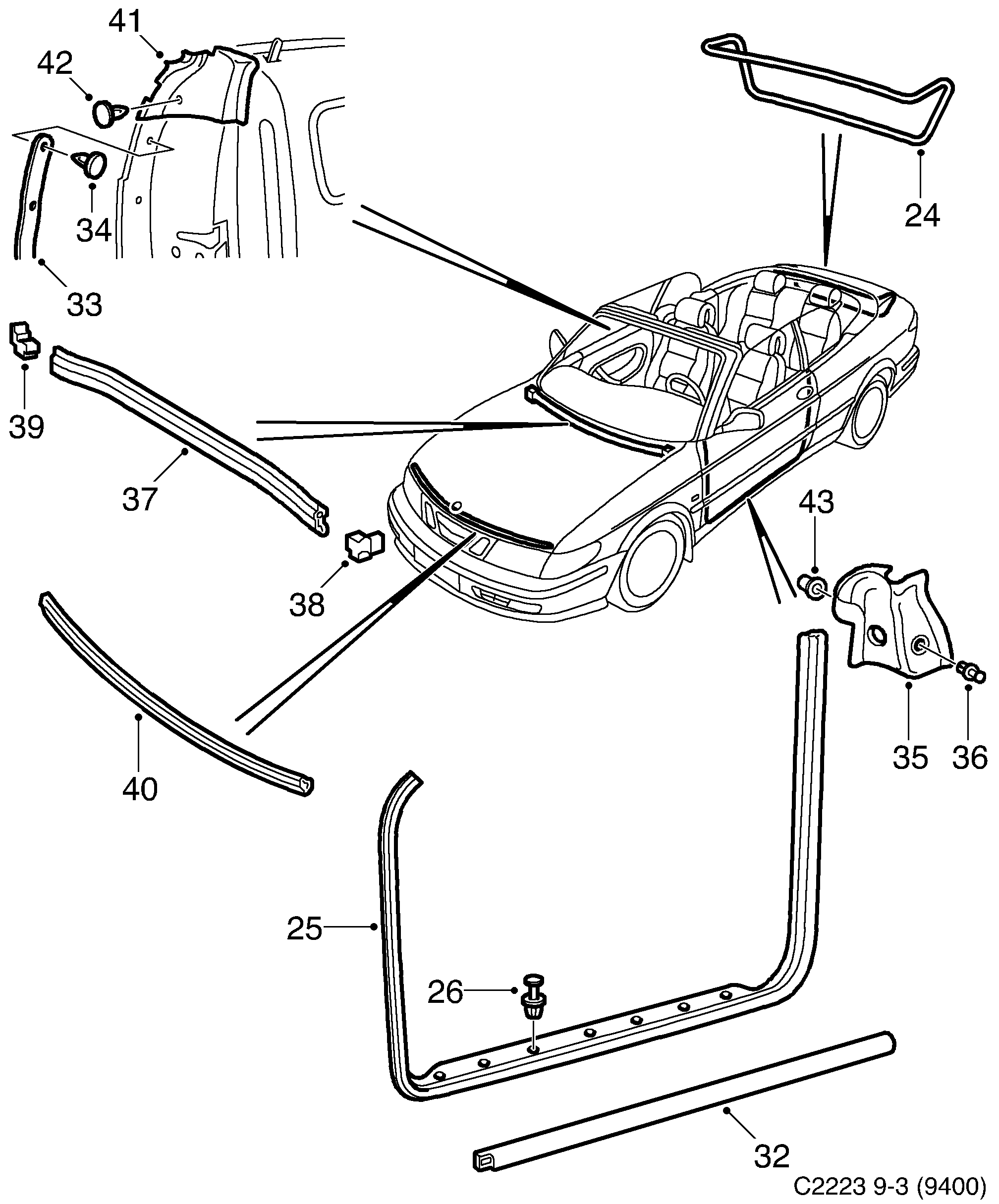 Saab 9-3 (9400) Other sealings, Part 2 diagram