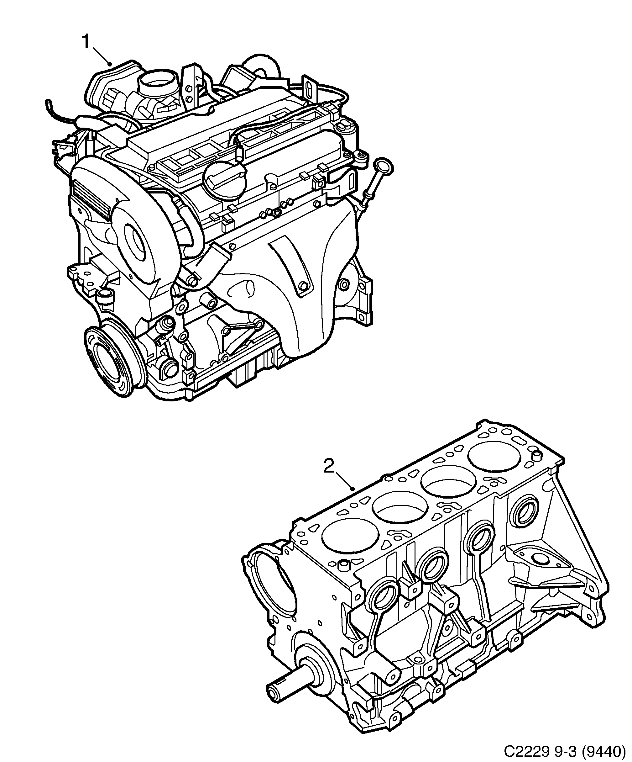 Saab 9-3 (9440) Basic engine Motor diagram