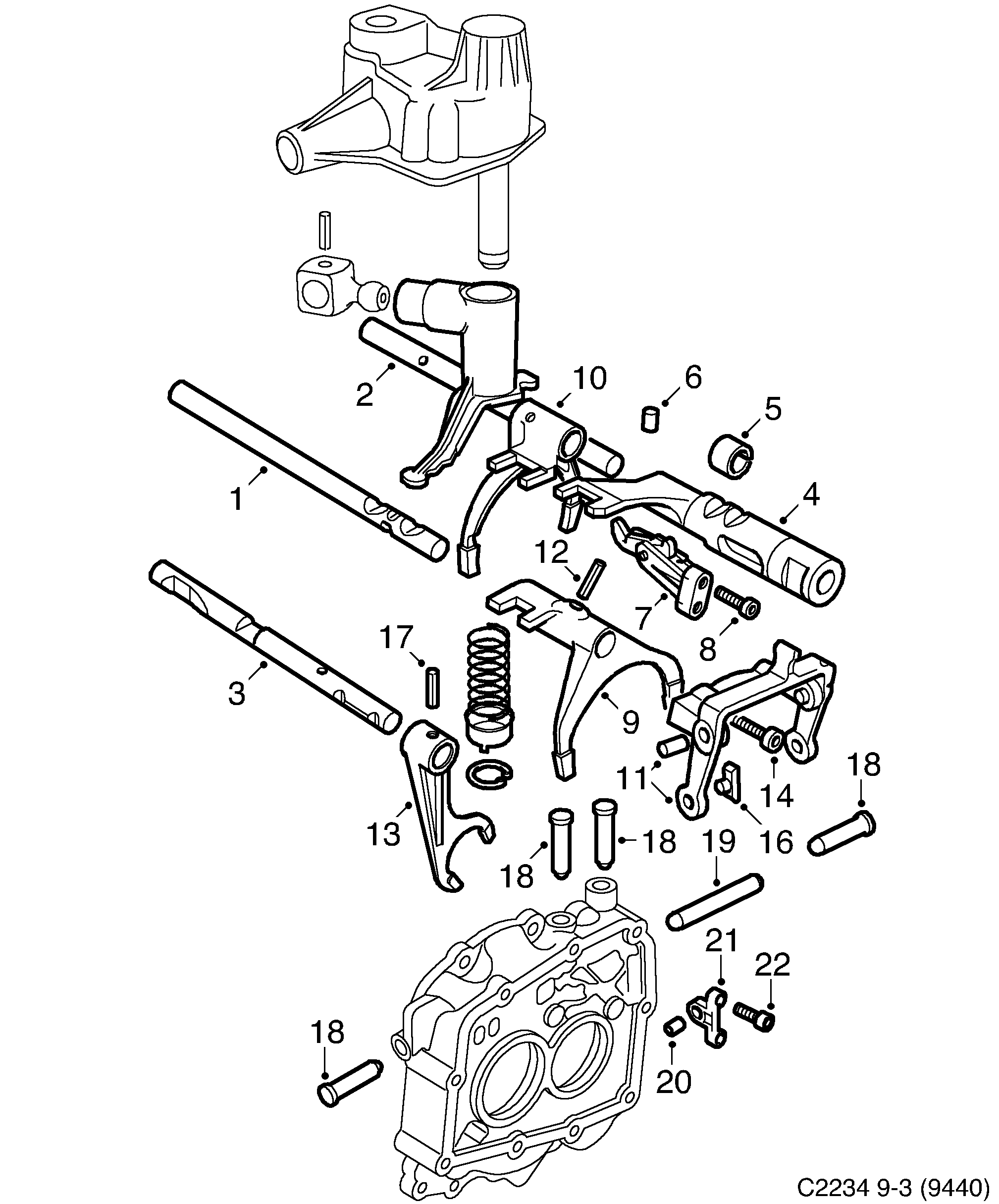 Saab 9-3 (9440) Gear selector fork Shift rail diagram