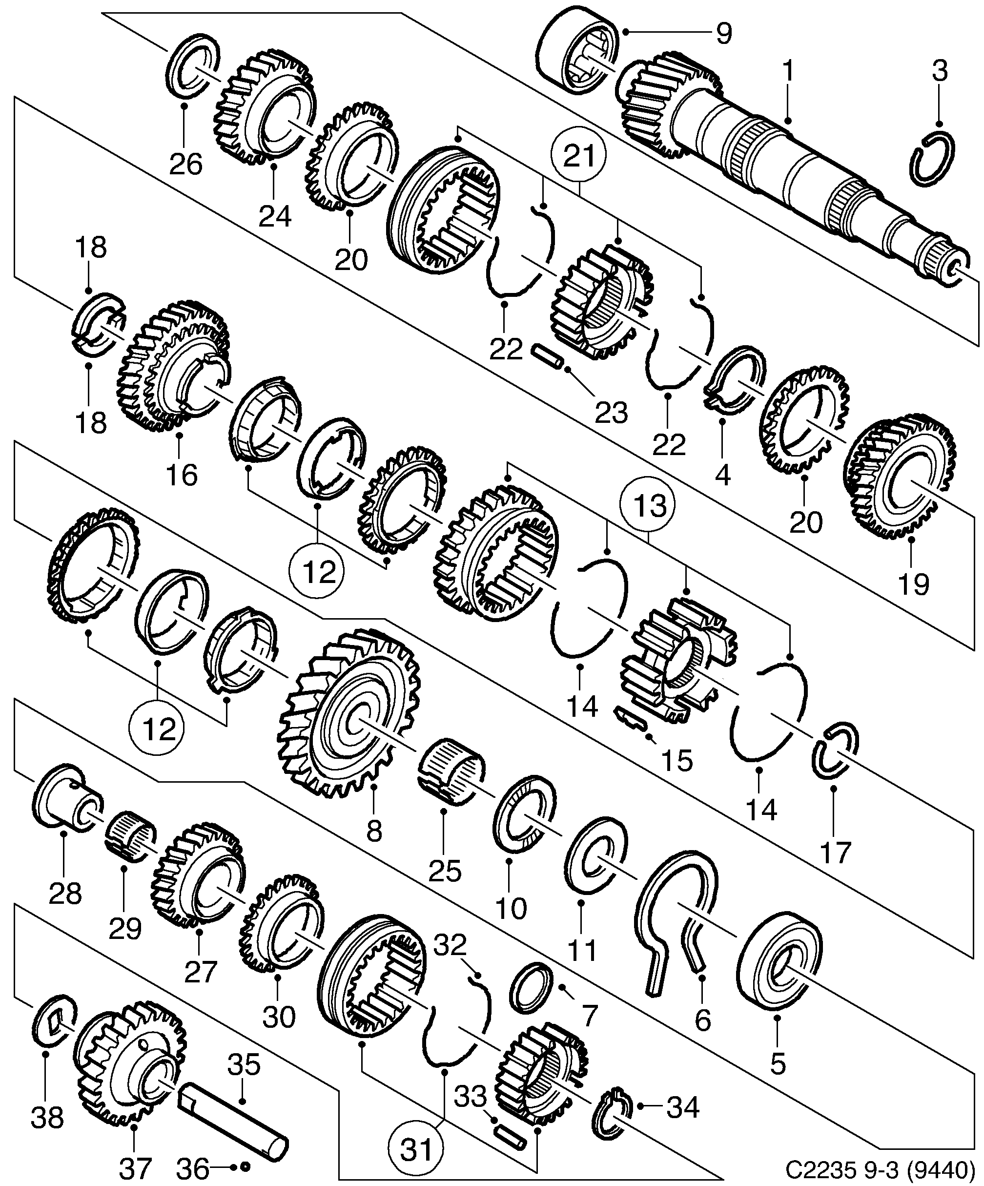 Saab 9-3 (9440) Output shaft 5-speed diagram